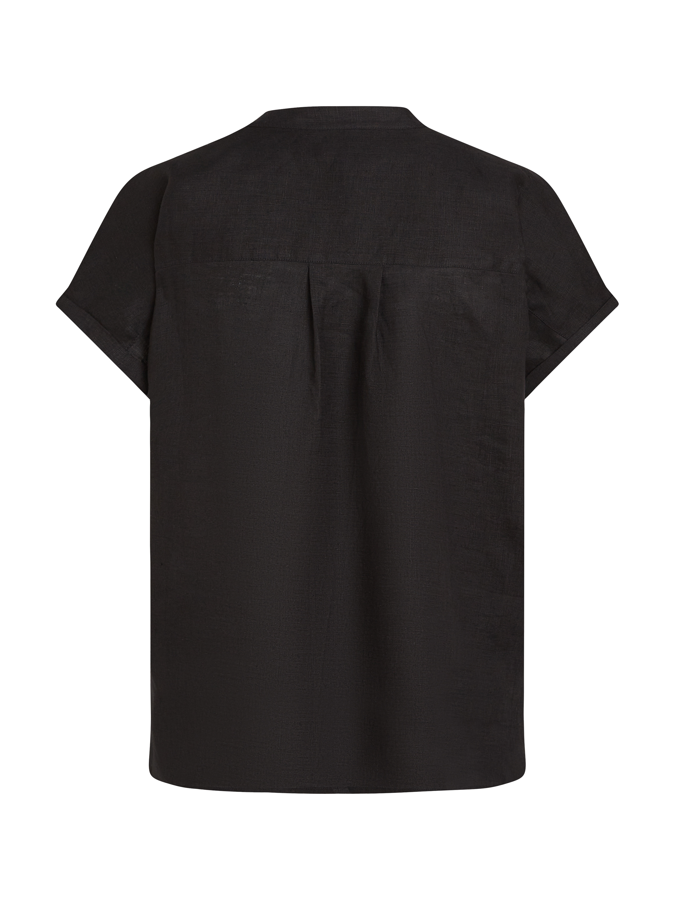 Tommy Hilfiger Kurzarmbluse »ESS LINEN COLLARLESS S/S BLOUSE«, mit Logostickerei,kühlendes Premium Leinen