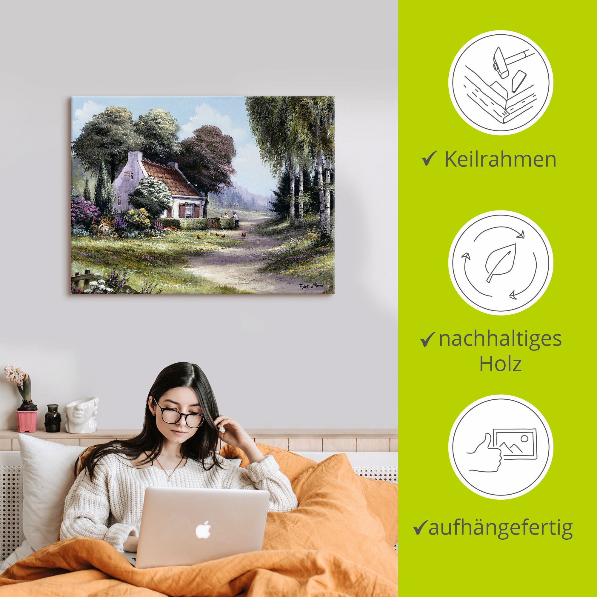 Artland Leinwandbild »Männer, die die Hecke schneiden« Garten 1 Stk. tlg. auf Holzrahmen gespannt