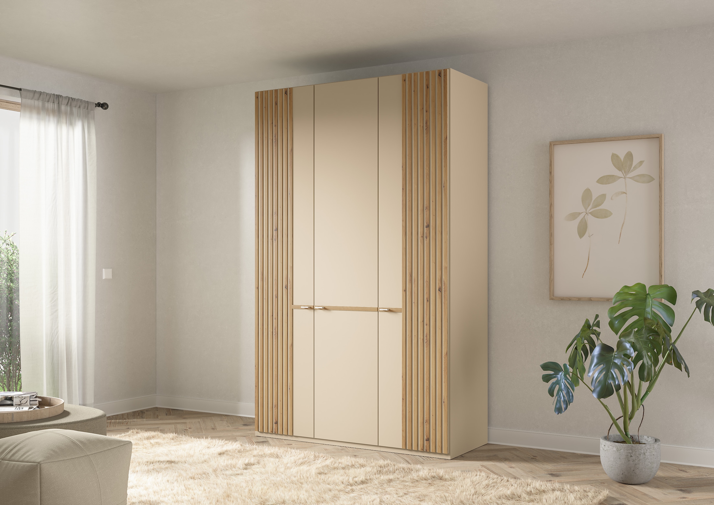 Musterring Drehtürenschrank »Isabelle« Lamellen in Eiche, Griffe in silber, verschiedene Größen und Farben