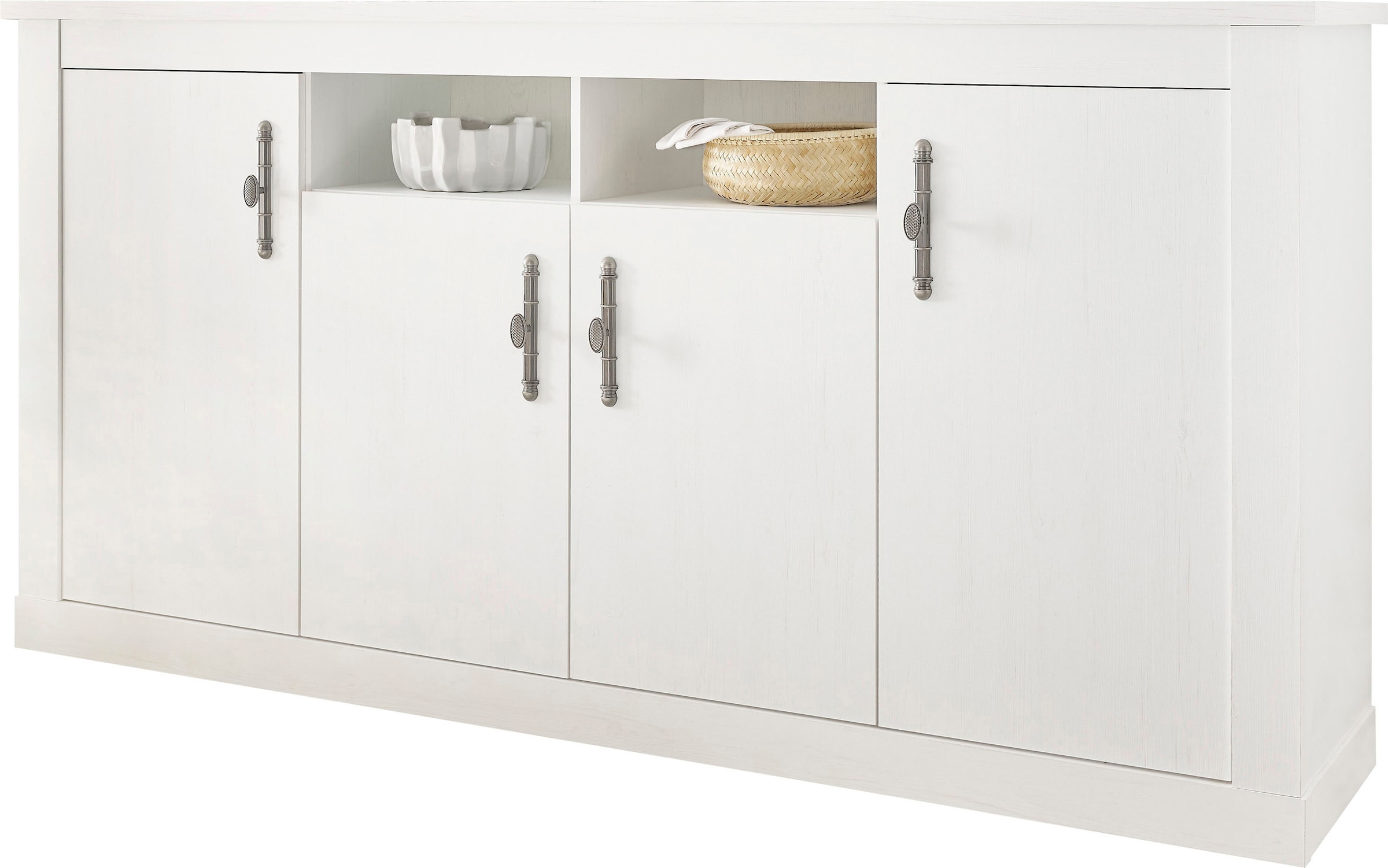 Home affaire Sideboard »RAVENNA« im romantischen Landhausstil, Griffe aus Metall, Breite 201 cm