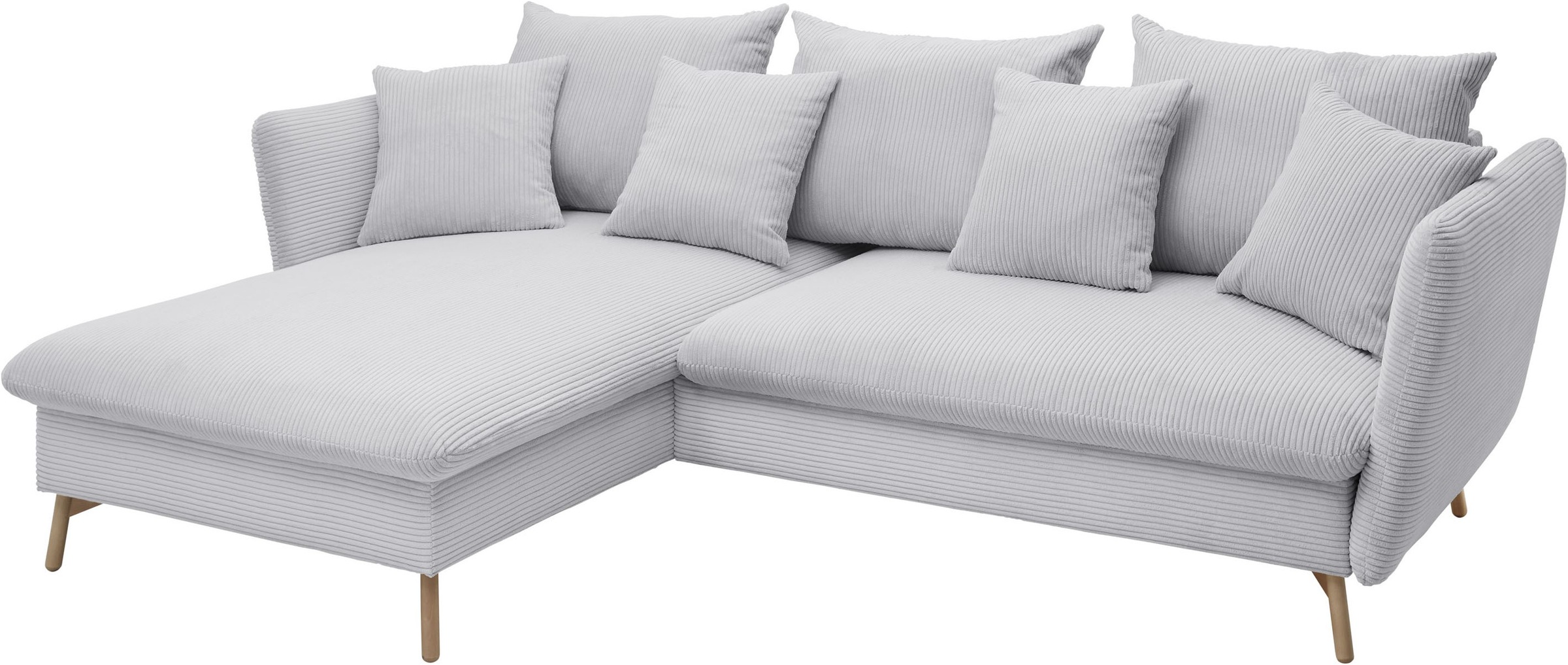 andas Ecksofa »MERLE, 258 cm, L-Form, traumhafter Cord,«, mit Bettfunktion und Bettkasten, Liegefläche 224 x 139