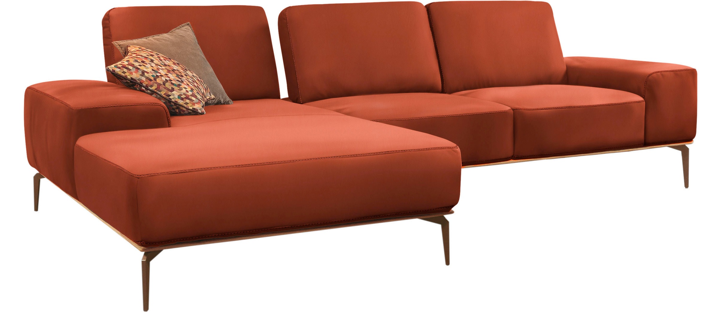 W.SCHILLIG Ecksofa »run, Designsofa mit tollem Sitzkomfort, L-Form«, mit Holzsockel, Füße in Bronze pulverbeschichtet, Breite 299 cm