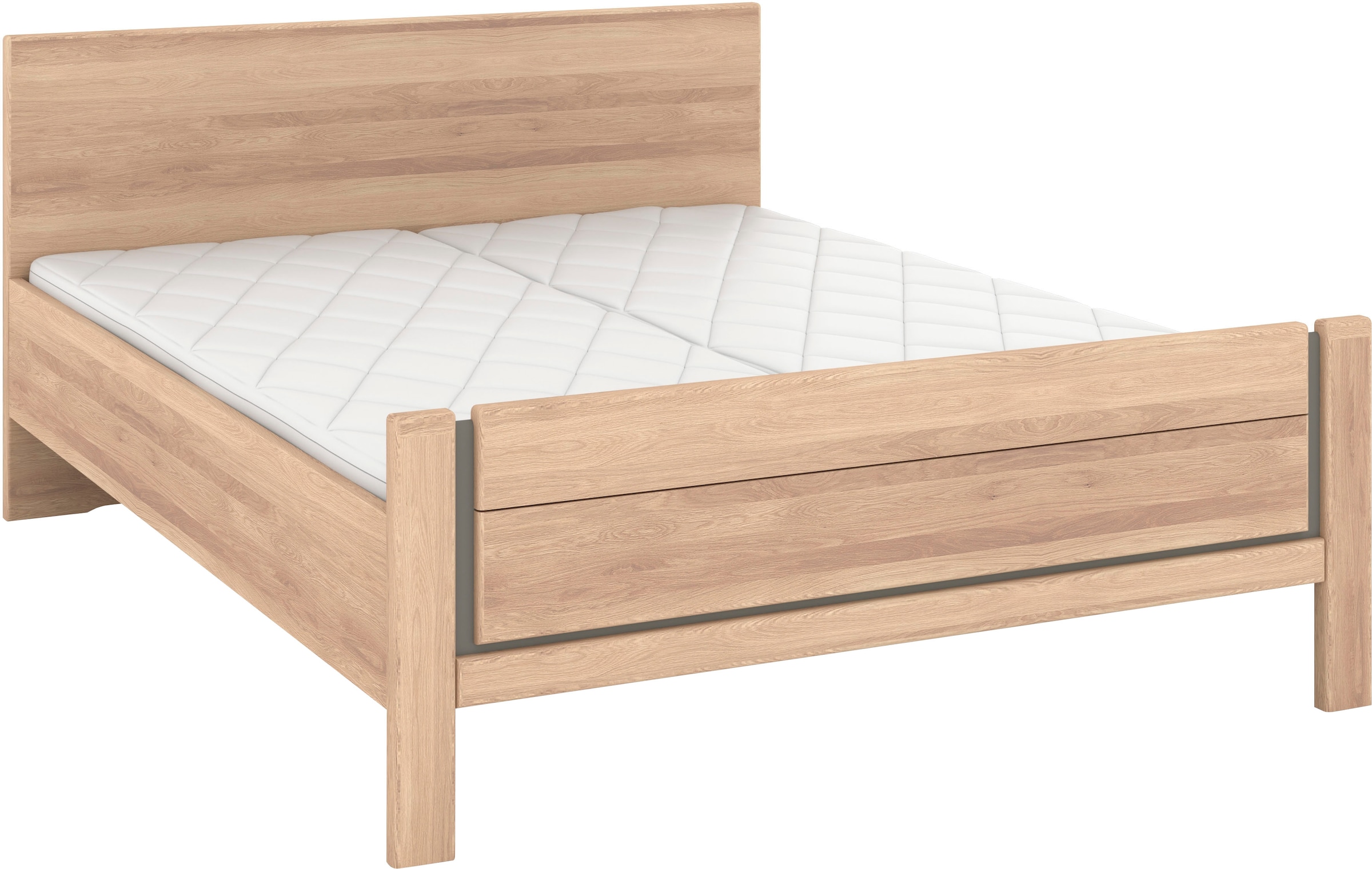 Musterring Holzbett »Sorrent, Bettgestell, Bettrahmen, teilmassiv Eiche«, (MADE IN GERMANY), Eiche teilmassiv, Liegehöhenverstellung, Stollenfußteil