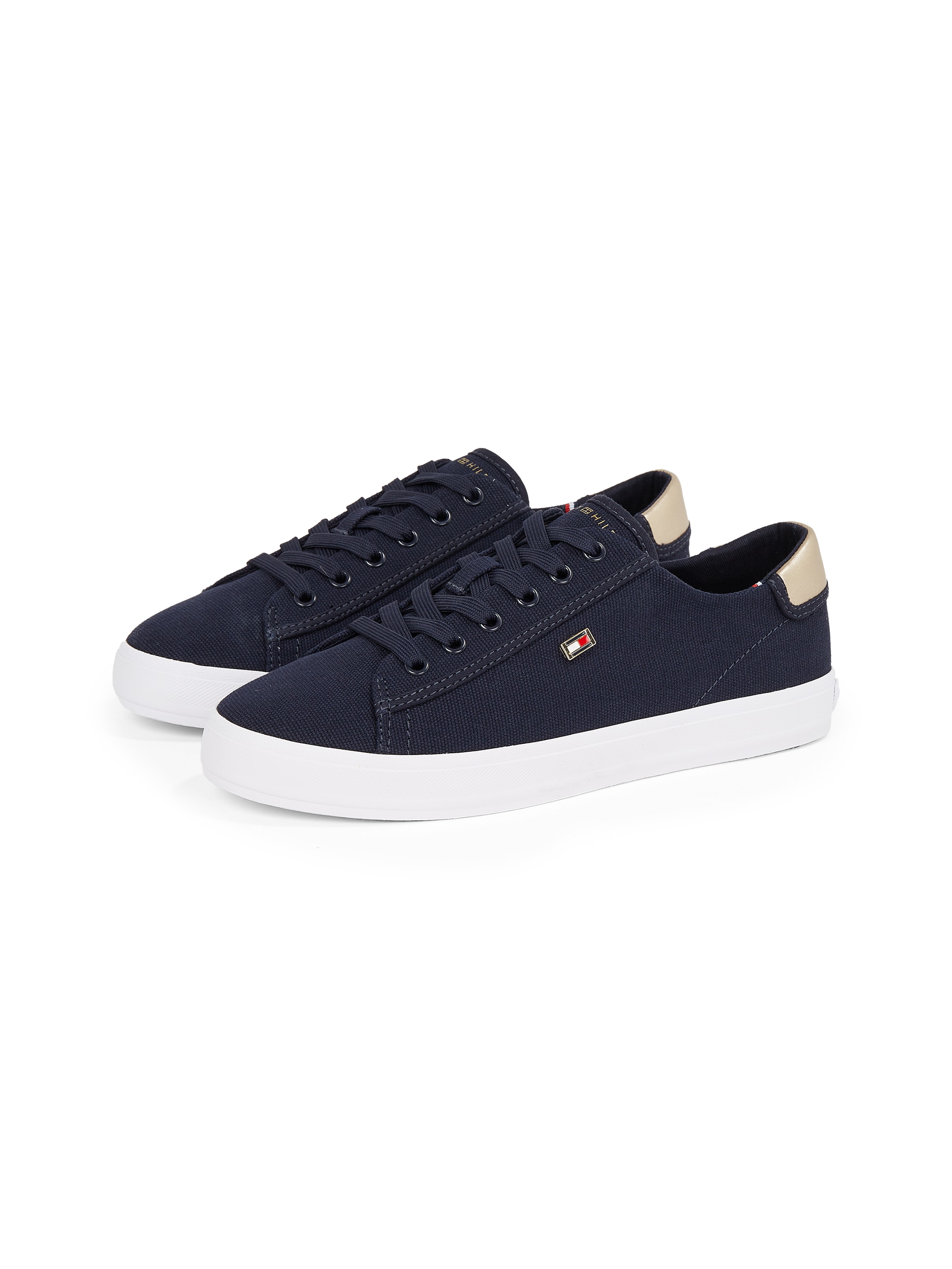 Tommy Hilfiger Plateausneaker »VULC CANVAS LACE UP SNEAKER«, Freizeitschuh, Halbschuh, Schnürschuh, in schmaler Form