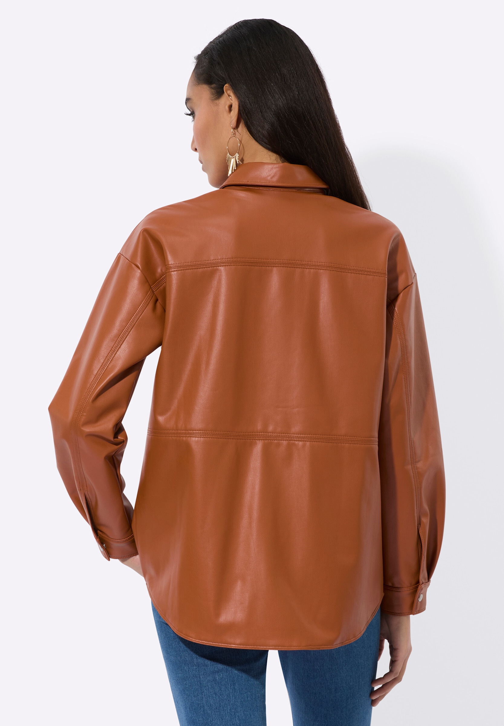 creation L Blusenblazer »Lederimitat-Blusenjacke Hemdbluse aus Lederimitat«