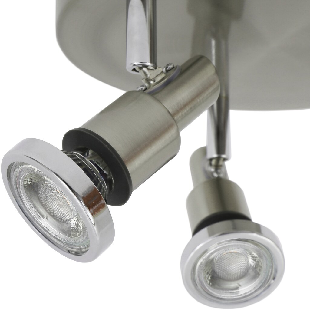 B.K.Licht LED Deckenspot, Schutzart IP44,, inkl. LED Leuchtmittel 3 x GU10, 5 Watt,  400lm, 3.000K,  Strahler dreh- und schwenkbar
