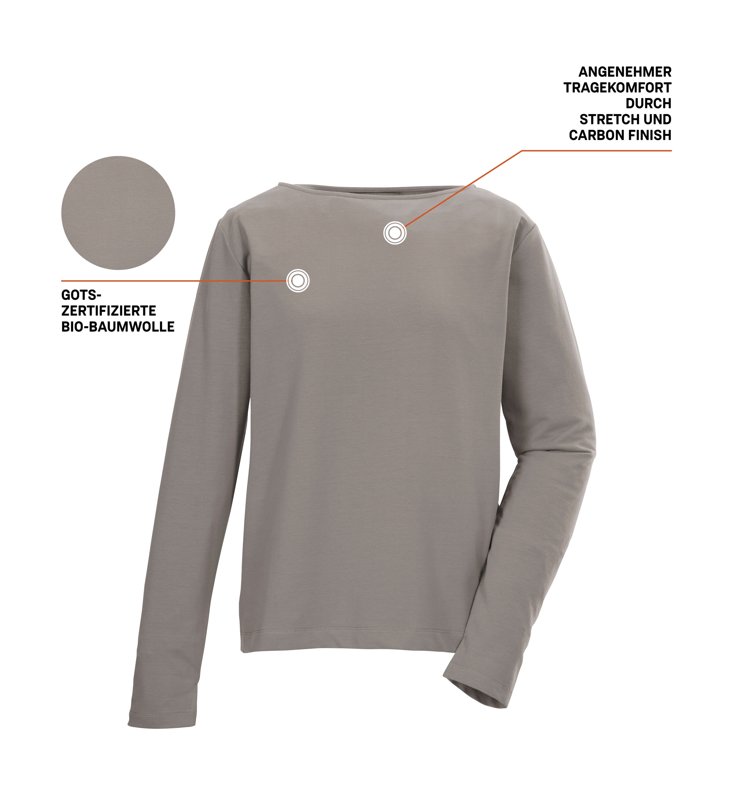 G.I.G.A. DX by killtec Langarmshirt »GS 22 WMN LS SHRT GOTS«, GOTS-zertifiziertes Bio-Baumwollshirt mit Carbon-Finish.