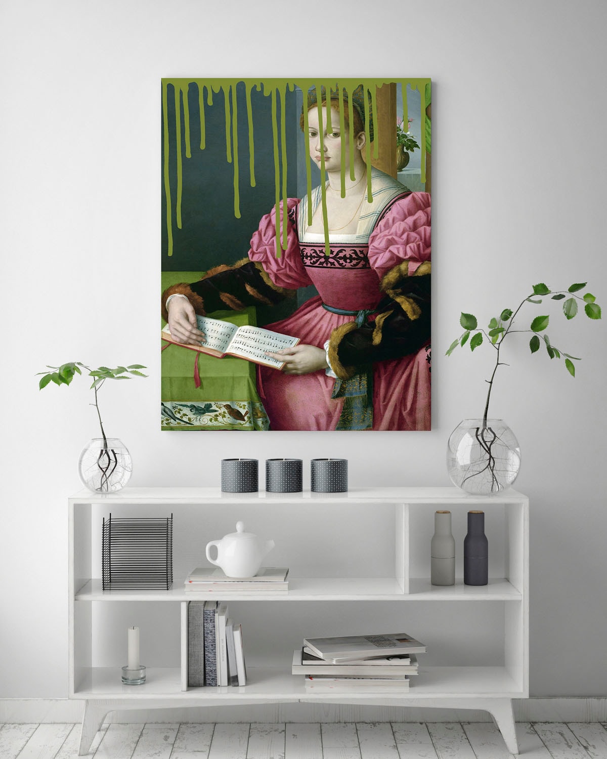 queence Acrylglasbild »Frau mit Buch und Farbklecks«, Kunst-Gemälde-Frau-Bilder von Frauen-Historische Persönlichkeiten-Formen, Fine Art-Print in Galeriequalität