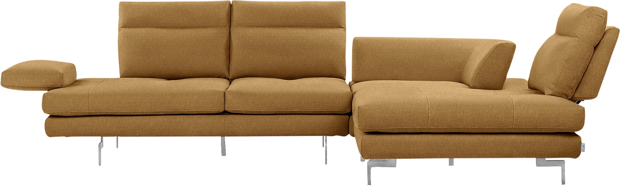 CALIA ITALIA Ecksofa »Toby Wing, L-Form, Designsofa mit sensationellem Sitzkomfort«, Sitztiefenverstell.,wahlw. mit Kissen-Set, Füße chrom glänzend