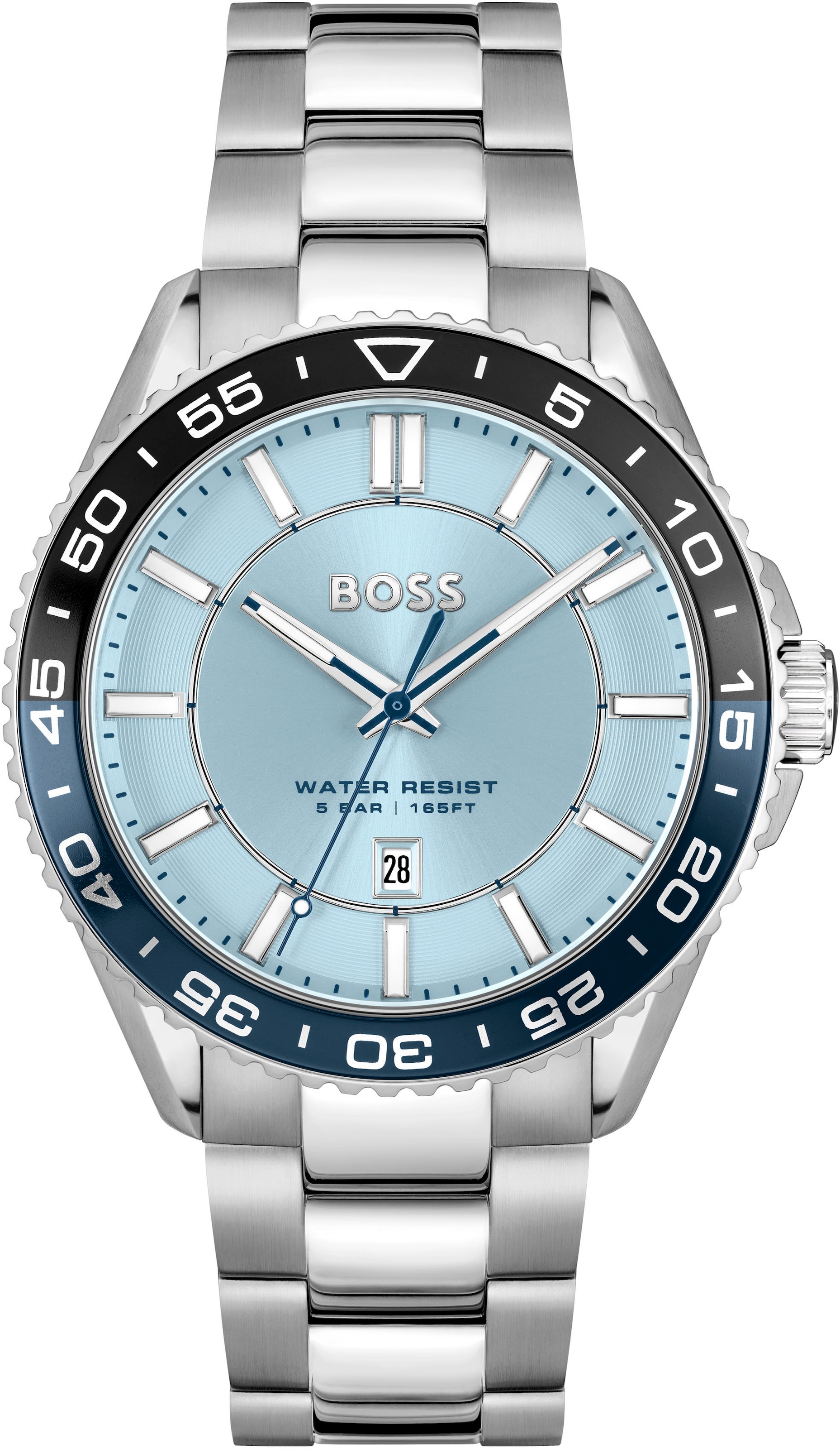 BOSS Quarzuhr »RUNNER 3H«, Armbanduhr, Herrenuhr, Edelstahlarmband, analog, Tag