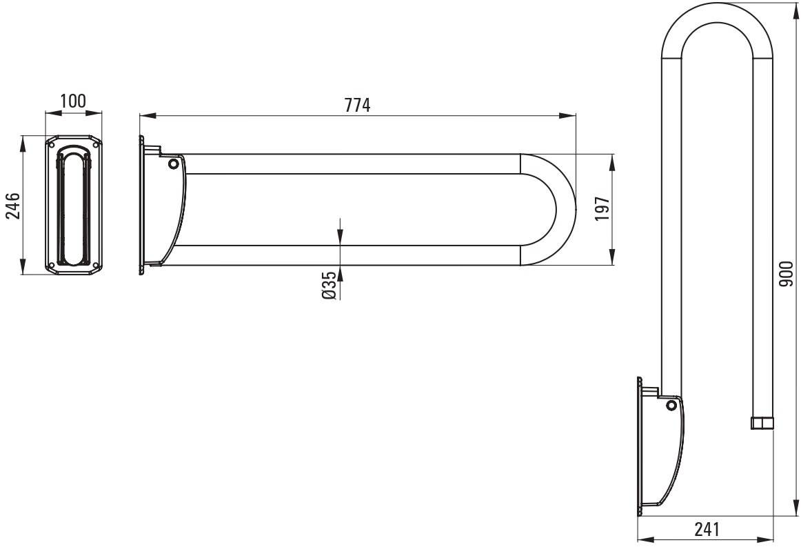 Deante Haltegriff »»Vital« Wandhalterung, klappbar, weiß, 76cm«, Tragegewicht 150 kg, einfache Montage