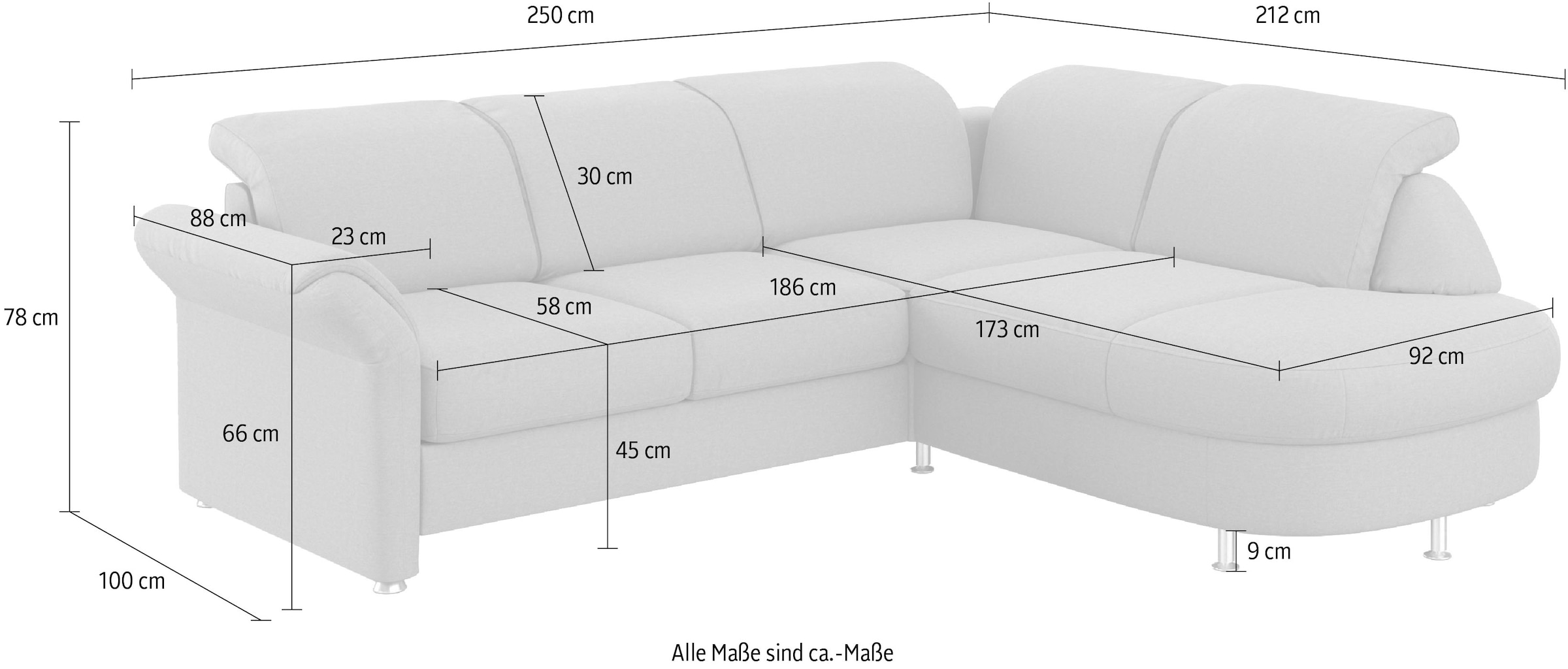 sit&more Ecksofa »Apulia L-Form«, wahlweise Bettfunktion, Bettkasten und Kopf- und Armteilverstellung