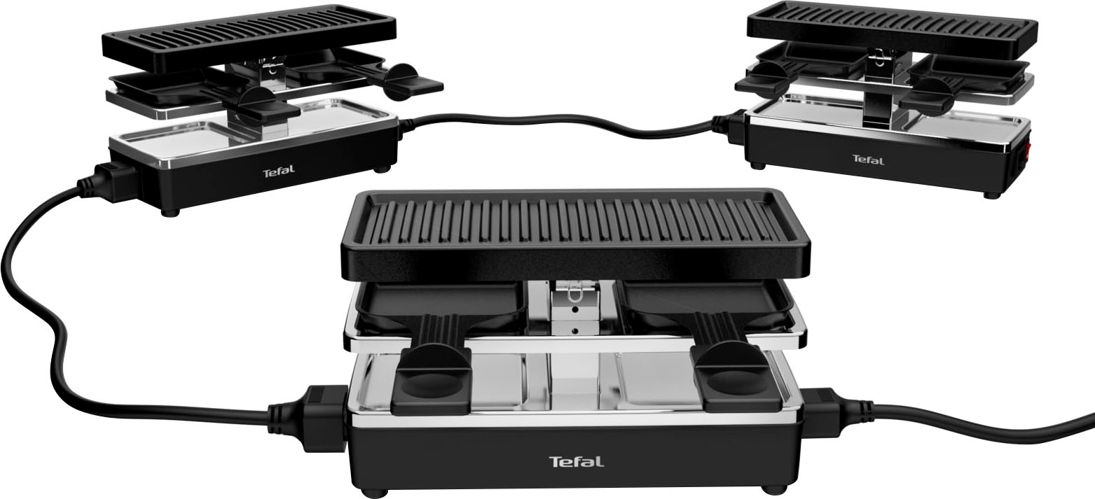 Tefal Raclette »RE2308 Plug & Share«, 2 St. Raclettepfännchen, 400 W, 2 Pfännchen + Grillplatte, erweiterbar auf 5 Geräte, abnehmbare Kabel