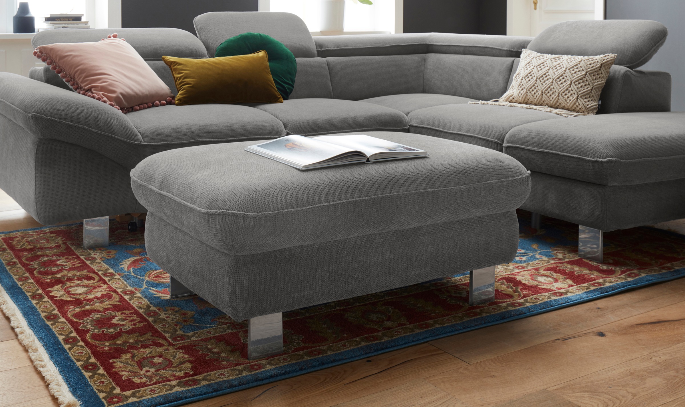 COTTA Polstergarnitur »Driver L-Form«, (Set, 2 tlg.), Set bestehend aus: Ecksofa mit Kopfteilverstellung & Hocker