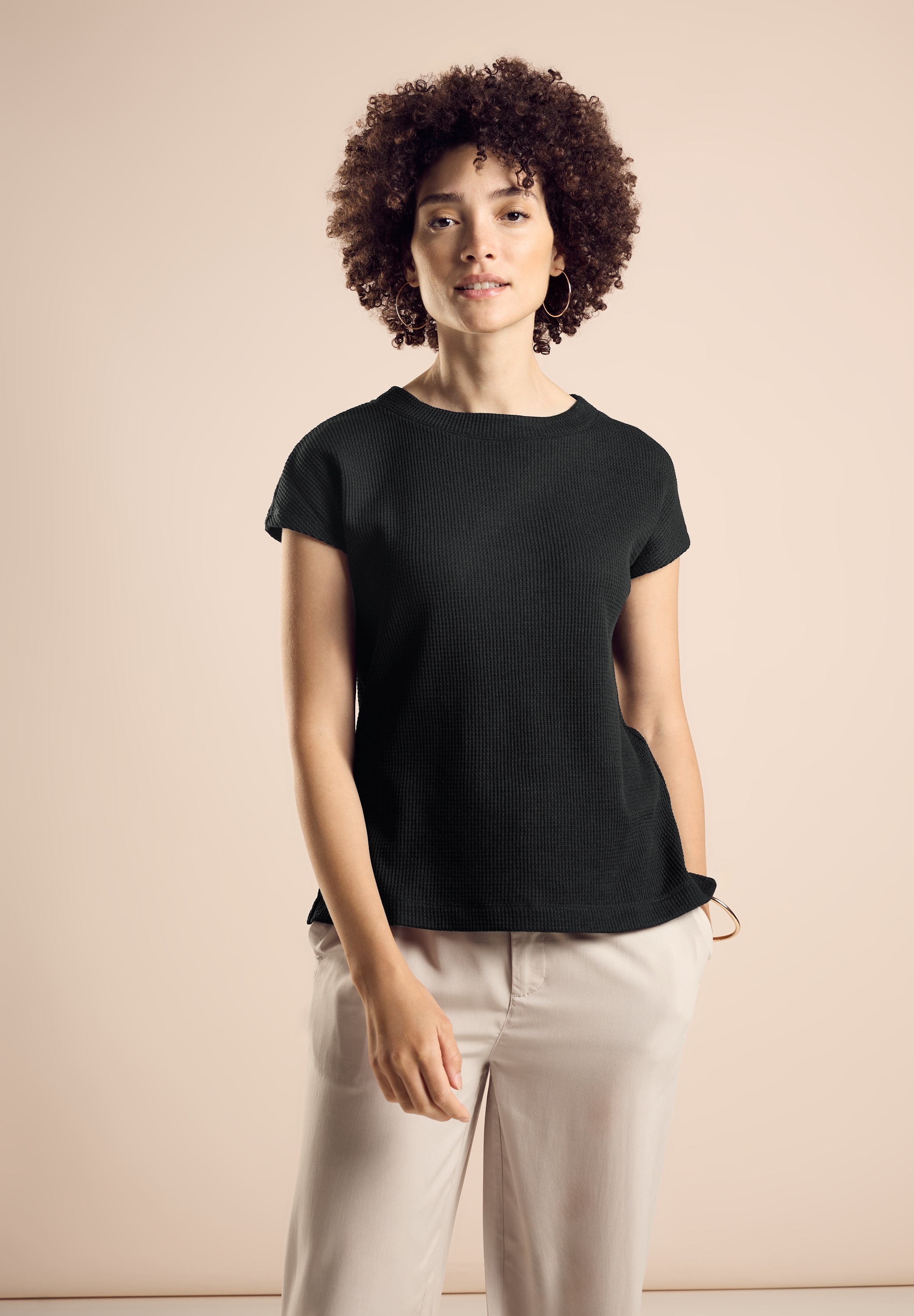 STREET ONE Shirttop, in Strick-Optik