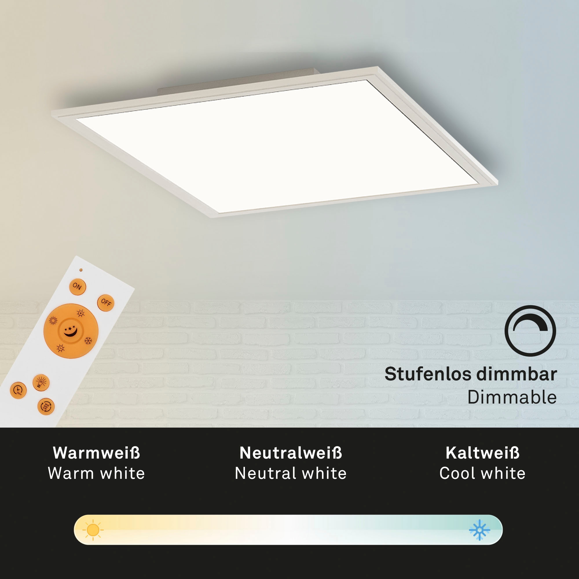 Briloner Leuchten LED Panel »7194016 Piatto«, Leuchtmittel LED-Board | LED fest integriert, Deckenlampe, 29,5x29,5x5cm, Weiß, 18W, Wohnzimmer, Schlafzimmer, Flur