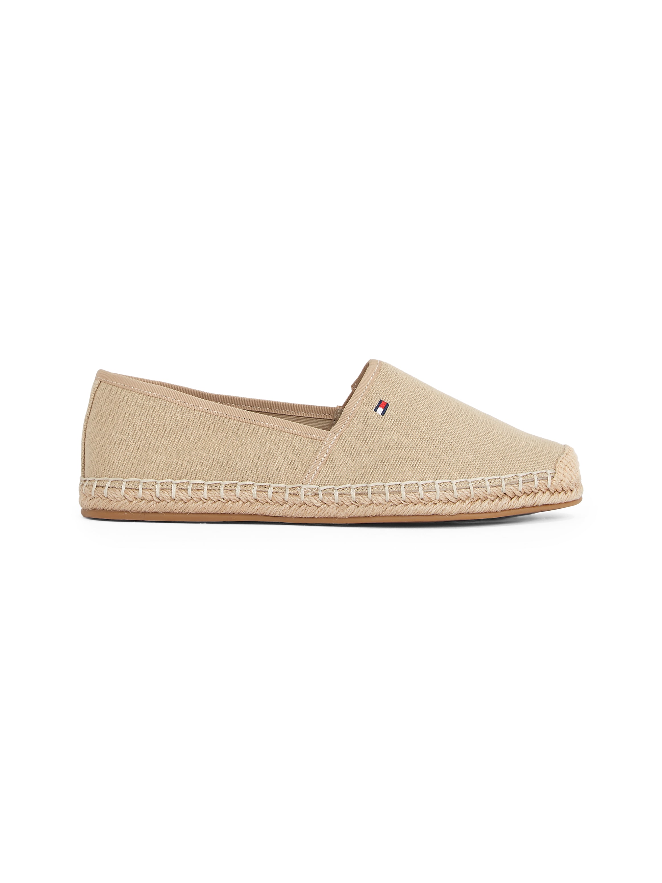 Tommy Hilfiger Espadrille »FLAG CANVAS ESPADRILLE«, Slipper, Flats, Bequemschuh mit Bastbezug und Ziernähten