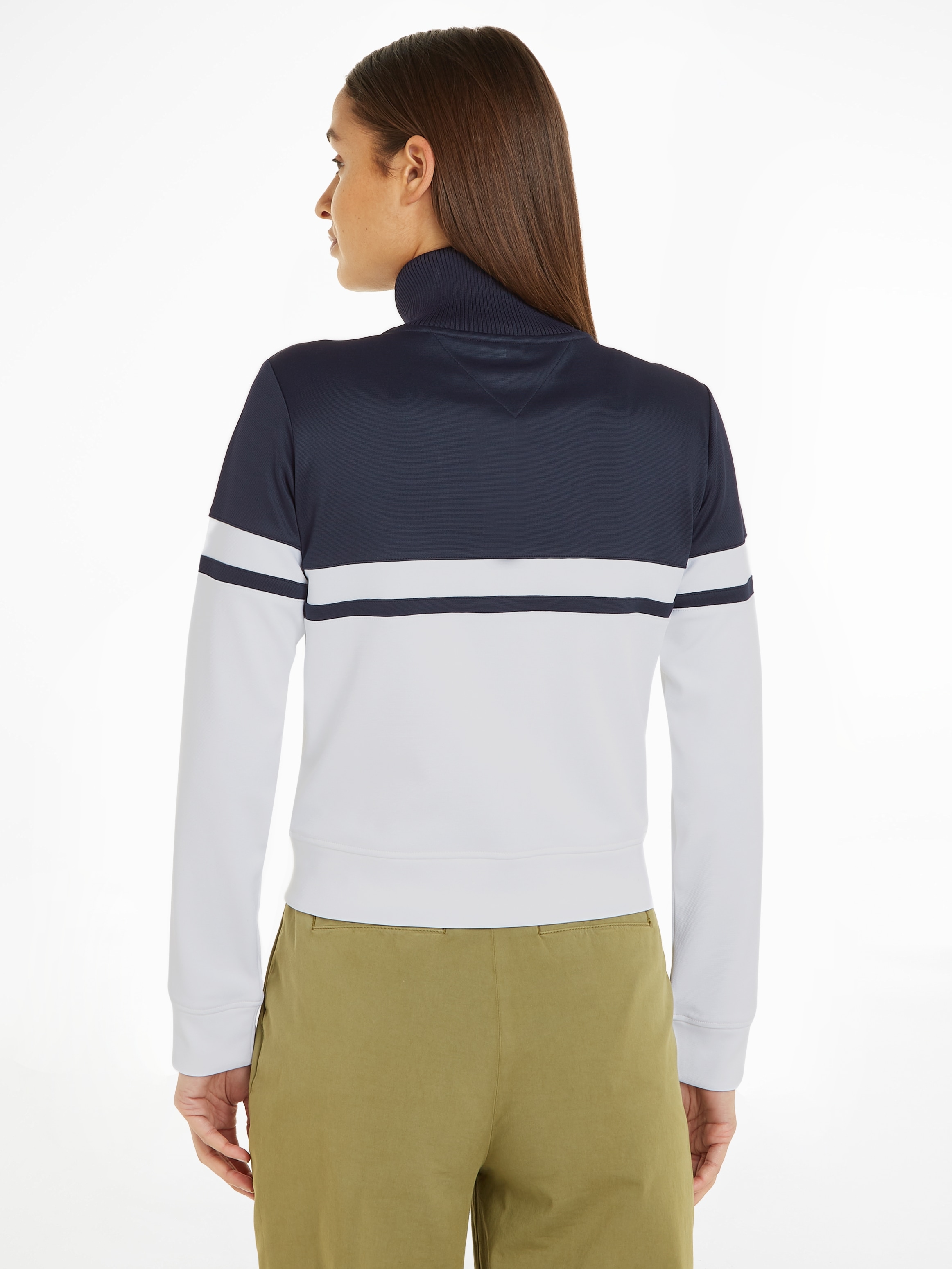 Tommy Hilfiger Sweatjacke »BLOCKED STRIPE REG ZIPTHRU HWK«, mit Logostickerei