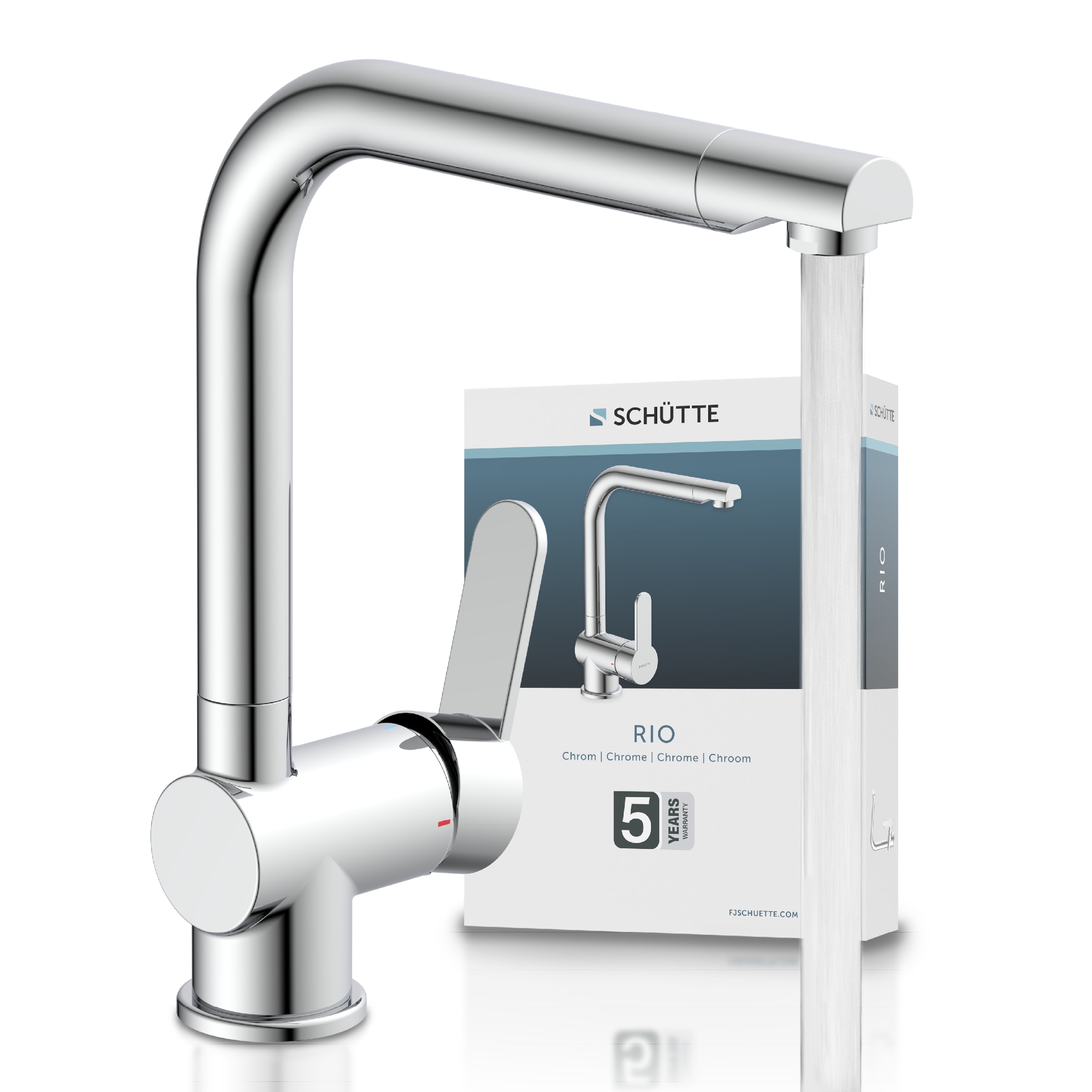 Schütte Spültischarmatur »RIO Schütte« Küchenarmatur, rund, Cold-Start, 360° schwenkbar, Marken-Mischdüse