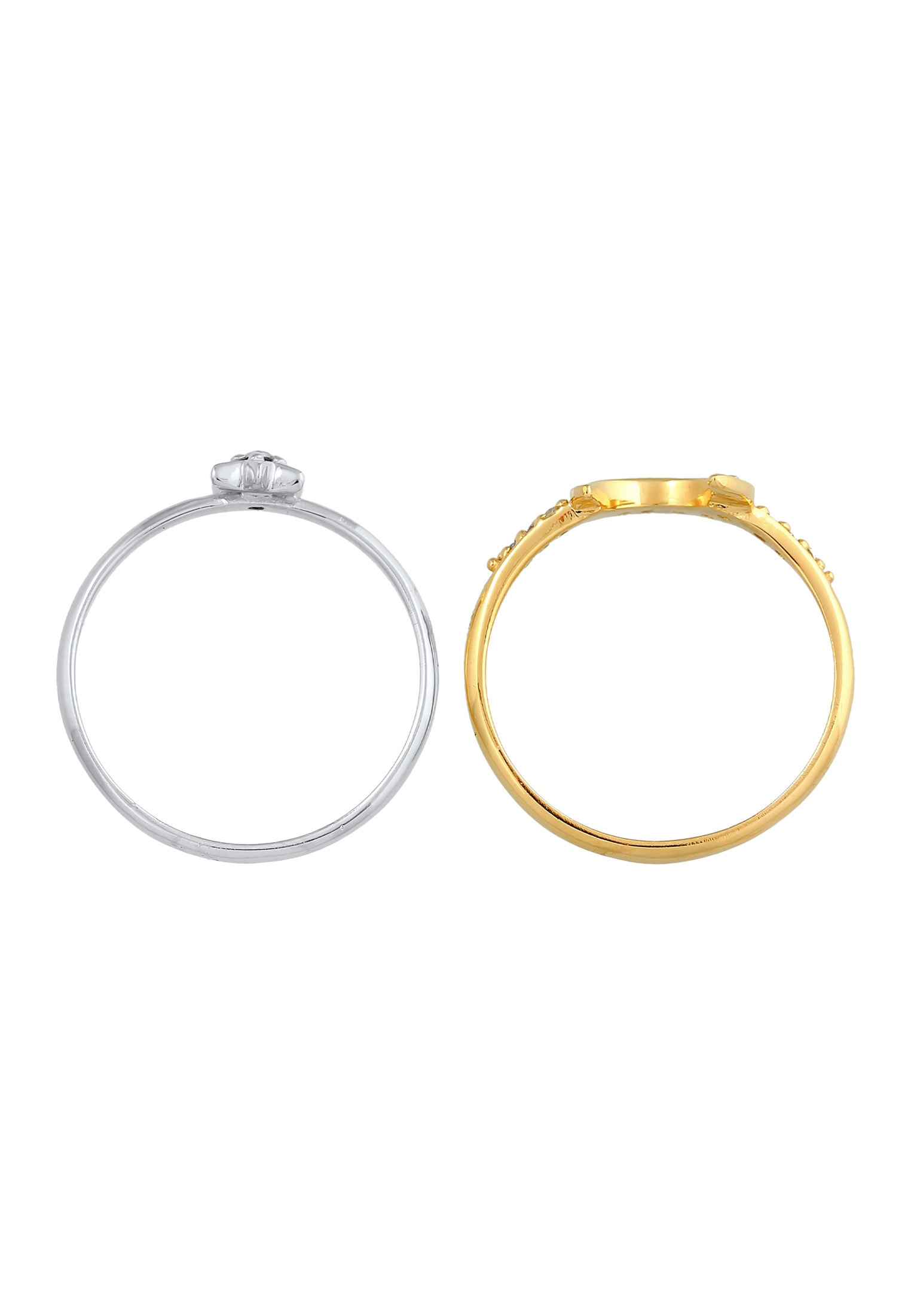 Elli Ring-Set »Ring Stern Mond Zirkonia Stapelring 2er Set 925 Silber«