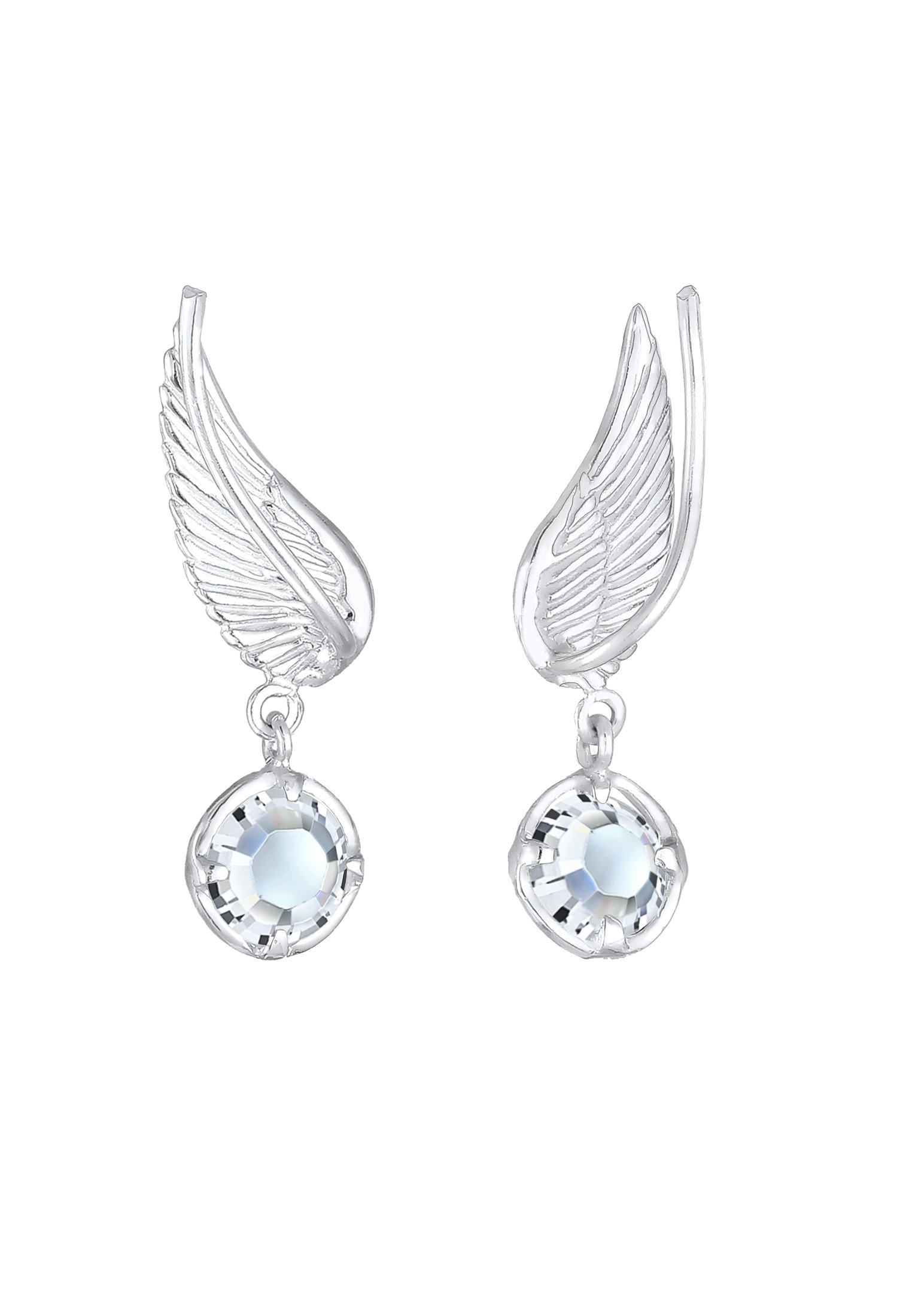 Elli Paar Ohrhänger »Ohrringe Earclimber Flügel Glas Kristalle Weiß 925 Sterling Silber«