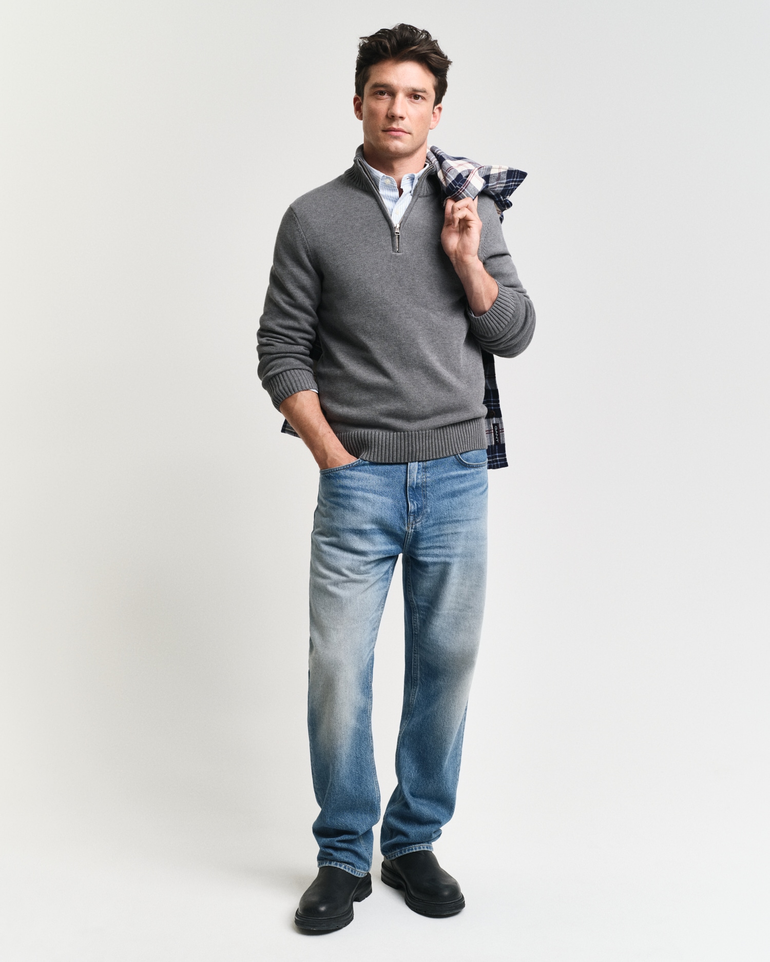 Gant Troyer »CASUAL COTTON HALF ZIP«, mit grafischer Logostickerei auf der Brust