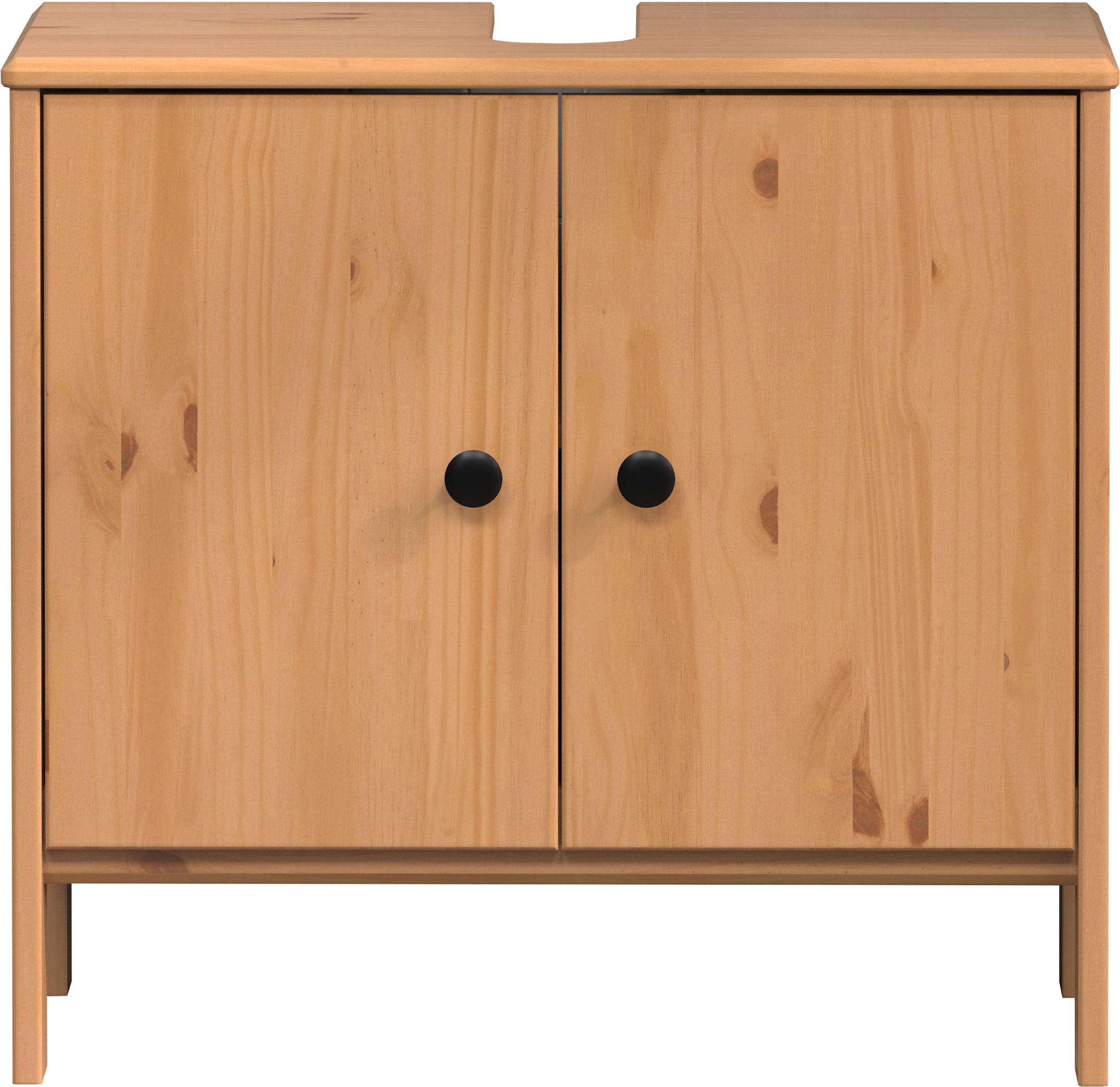 welltime Waschbeckenunterschrank »Kall«, (1 St.), Waschtisch aus Kiefer-Massivholz in Weiß oder Braun (honigfarben)