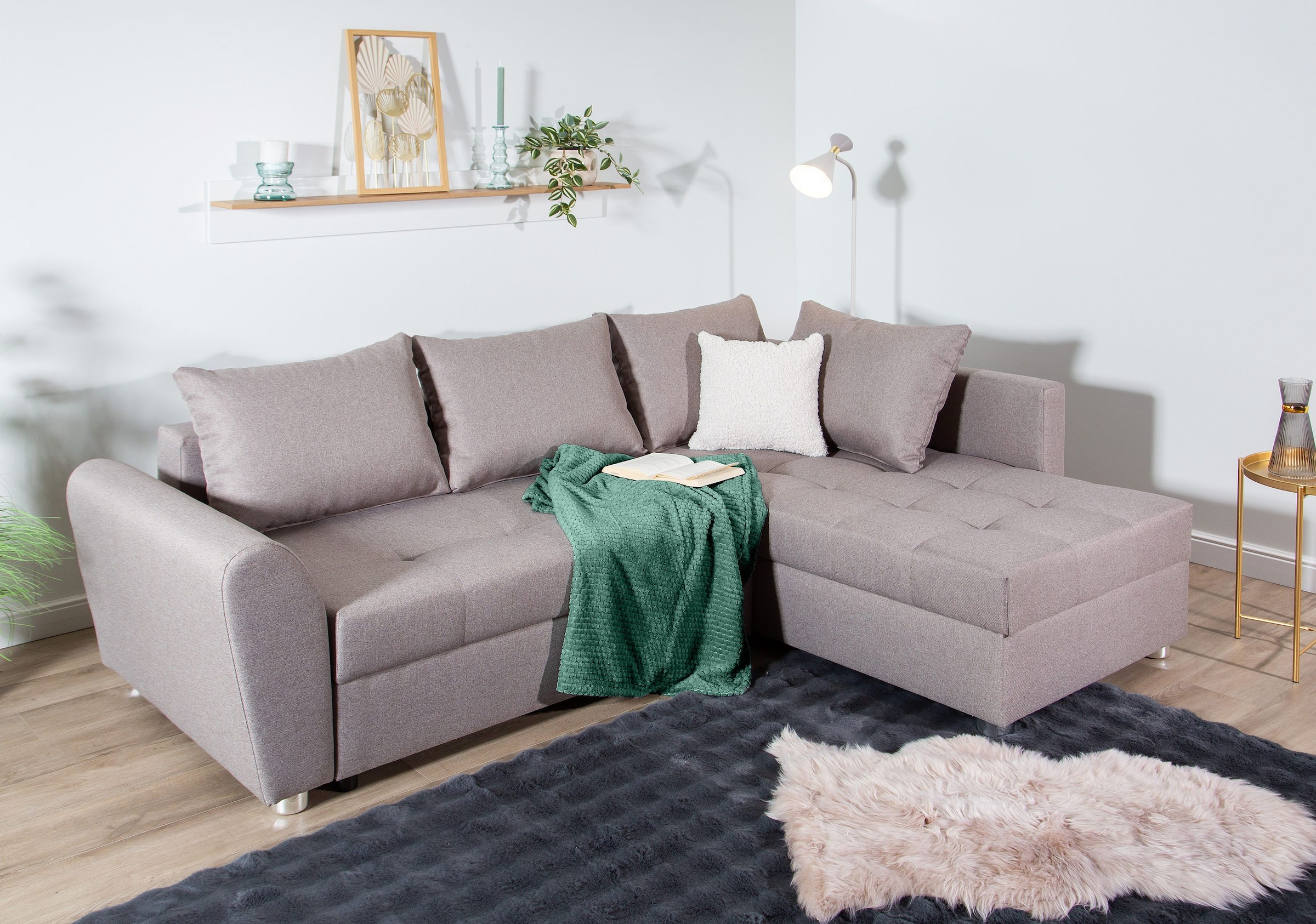 COLLECTION AB Ecksofa »Jana L-Form«, inkl. Bettfunktion,Bettkasten und Bonnelfederkern
