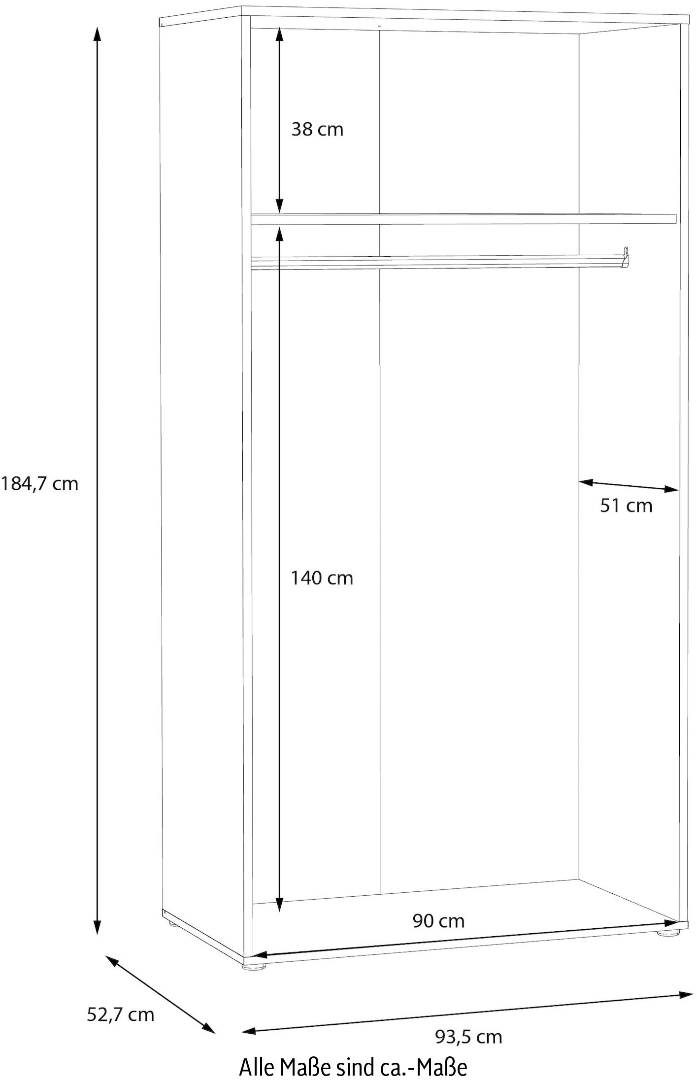FORTE Garderobenschrank »Quadro«, Stauraumschrank, Mehrzweckschrank, Höhe 184,7cm