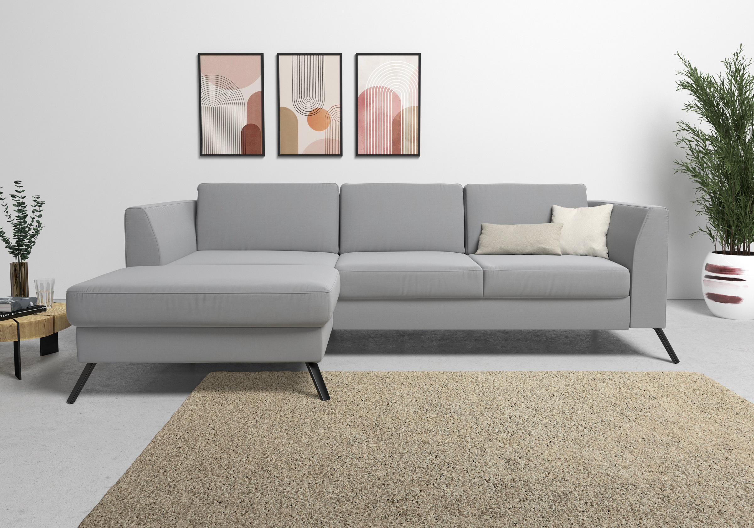 sit&more Ecksofa »Olsen L-Form«, inklusive Sitztiefenverstellung, wahlweise mit Bettfunktion, 15cm hoch