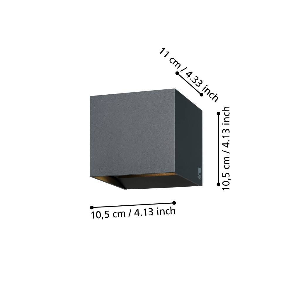 EGLO LED Außen-Wandleuchte »CALPINO Außenwandleuchte, IP54, anthrazit, warmweiß, Außenlampe« LED-Board 1 Stk. Warmweiß Außenleuchte, LED Wandleuchte, Garten, 2x3,3W, Up- und Down Light