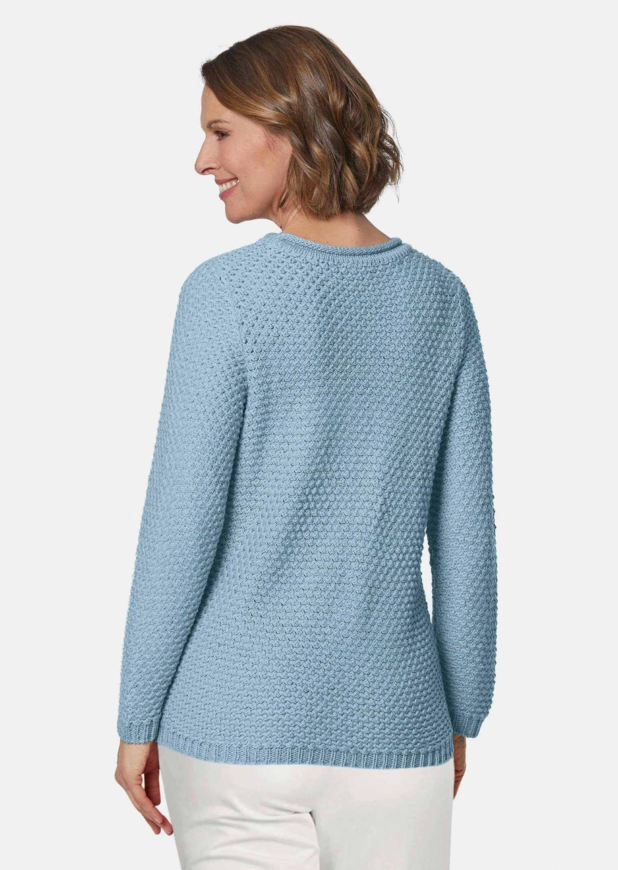 GOLDNER Strickpullover »Kurzgröße Pullover mit schönem Ajourmuster«