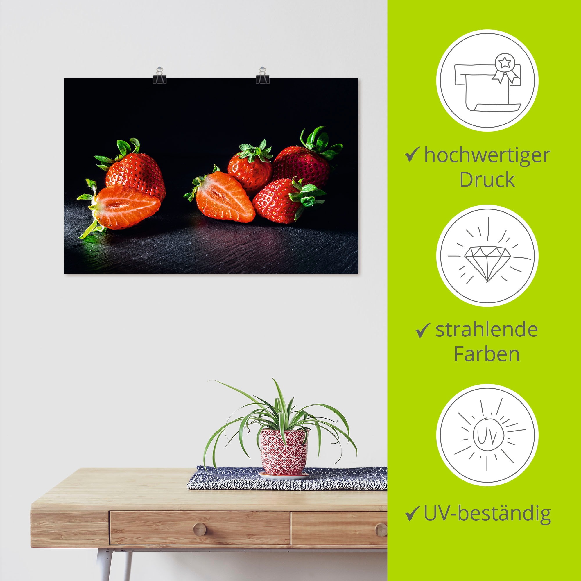 Artland Wandbild »Erdbeeren, süß und fruchtig«, Obst Bilder, (1 St.), als Leinwandbild, Poster in verschied. Größen