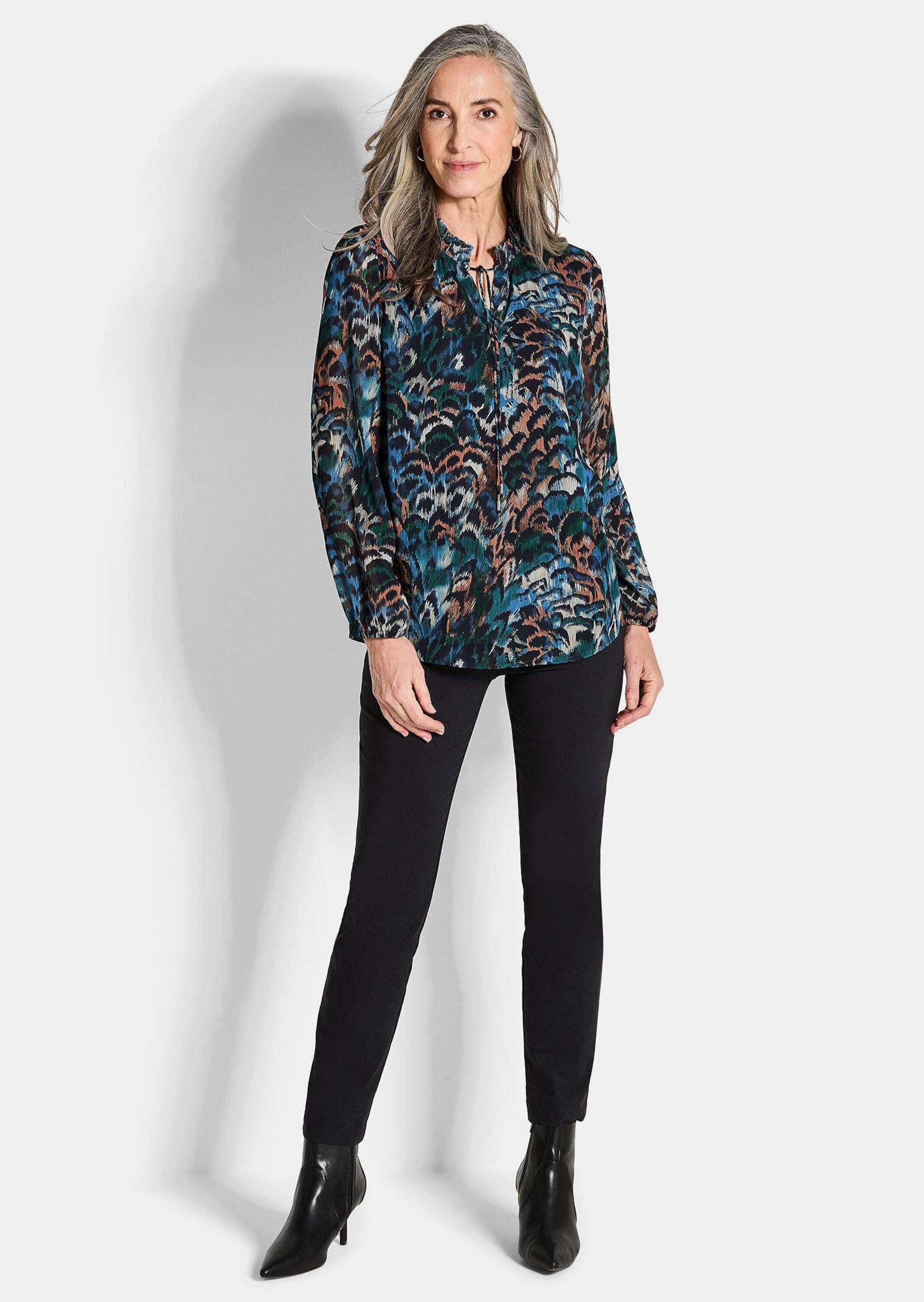 GOLDNER Schlupfbluse »Kurzgröße Druckbluse aus Chiffon«