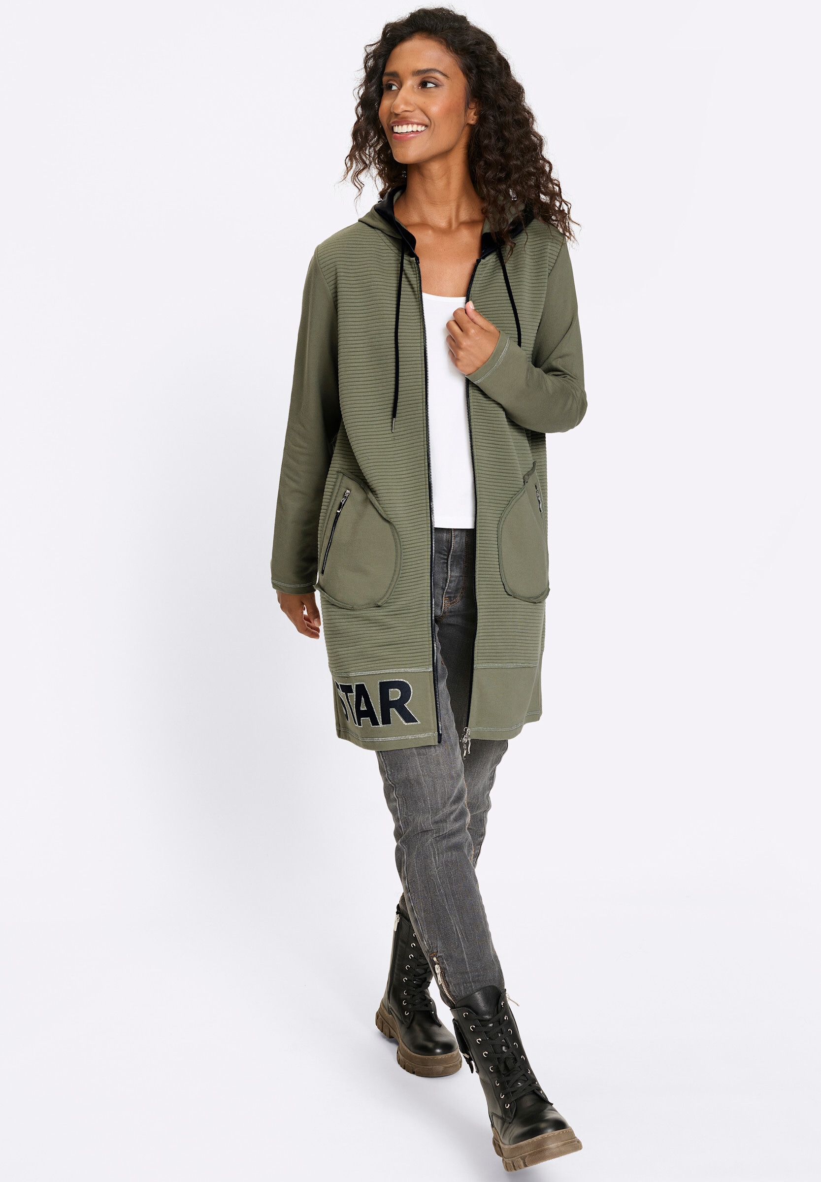 heine Shirtjacke »Shirtjacke Shirtjacke mit 2-Wege-Zipper«