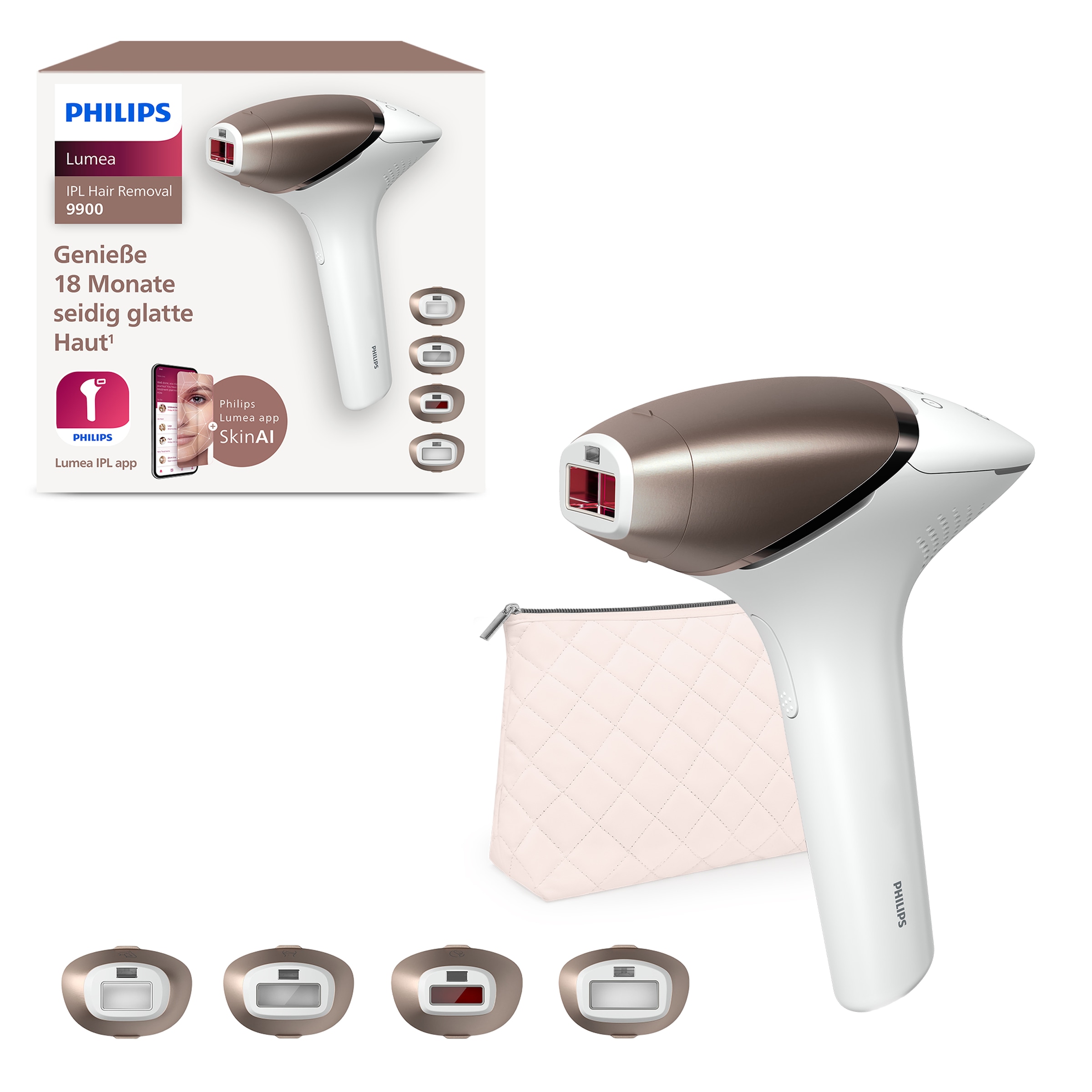 Philips IPL-Haarentferner »Lumea S9900 BRI951/01«, 450.000 Lichtimpulse, kabellos, 2 SkinAI Funktionen