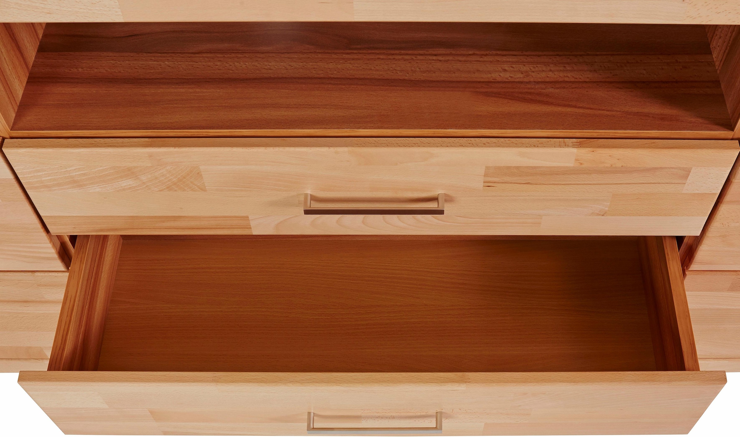 Home affaire Sideboard »Ribe,180cm breit, Fronten Massivholz,7 Fächer«, Holz massiv, Holzwerkstoff, Metall Griffe,2Türen,3Schubladen