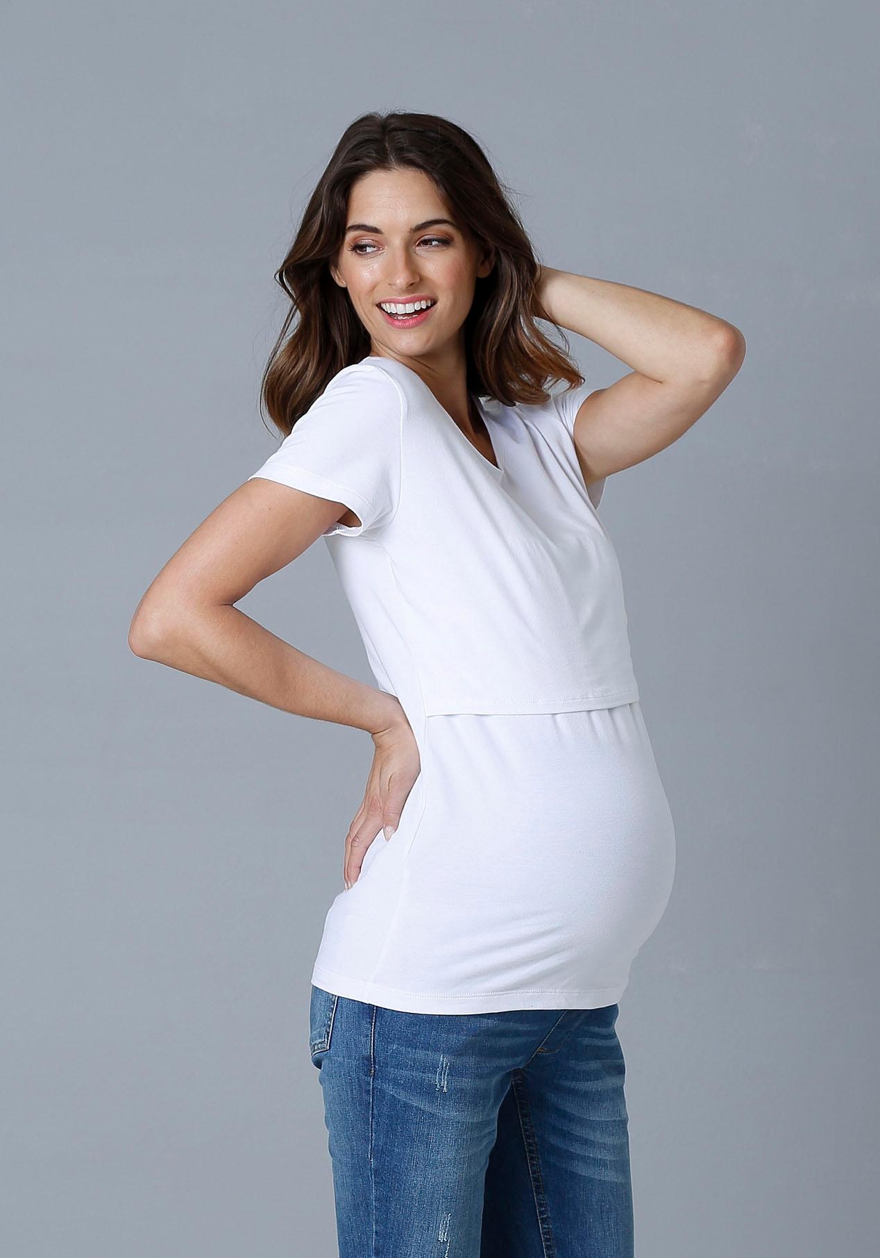 Neun Monate Umstandsshirt », 2er Pack T-Shirts für Schwangerschaft und Stillzeit«, (Packung, 2 tlg.), kurzärmelig, figurbetonte Passform, unifarben, Rundhalsausschnitt