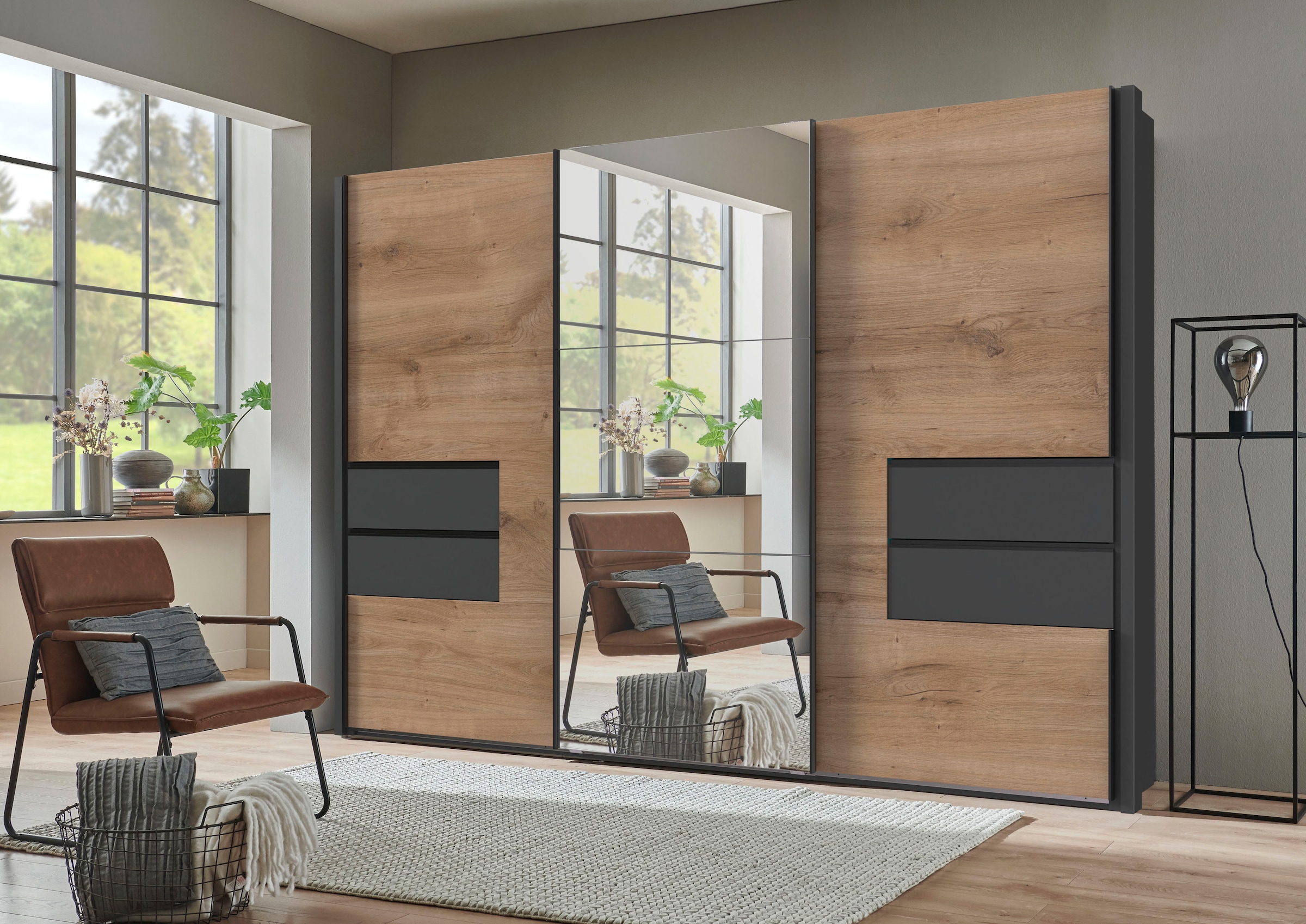 Wimex Schwebetürenschrank »Palermo by fresh to go«, integrierte Schubladen in der Front mit Soft-close-Funktion