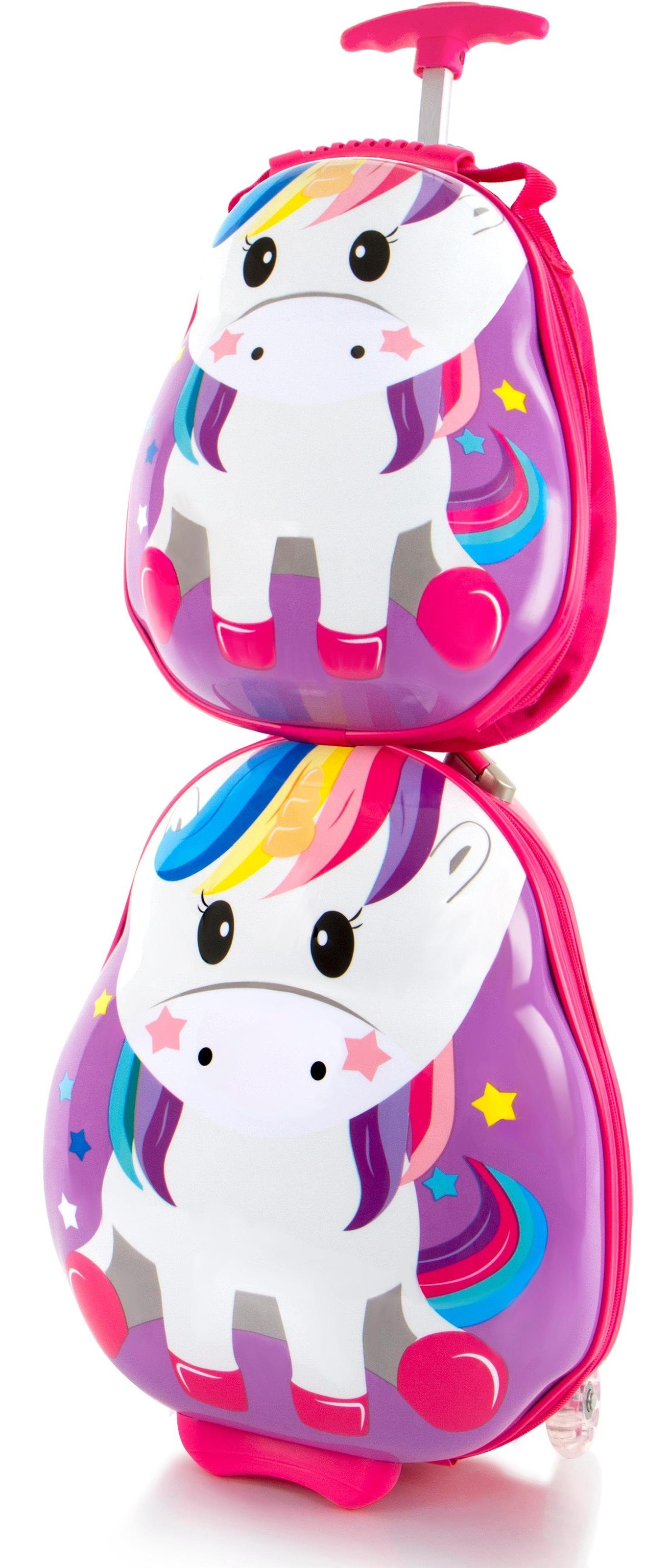 Heys Kinderkoffer »Travel Tots, 46 cm, Einhorn«, (Set, 2 St.), 2 Rollen, Heys x Joachim Llambi Kindertrolley Kinder Reisegepäck