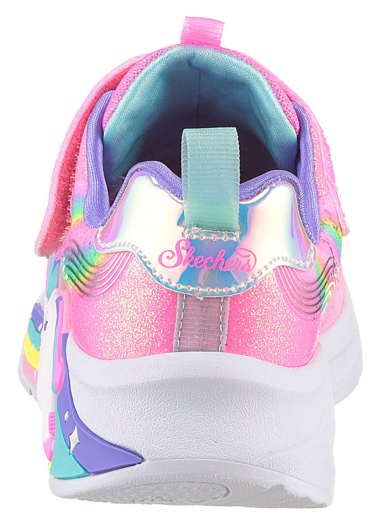 Skechers Sneaker »UNICORN CHASER«, Glitzer,-Blinkschuh zum Schlupfen, Größenschablone zum Download