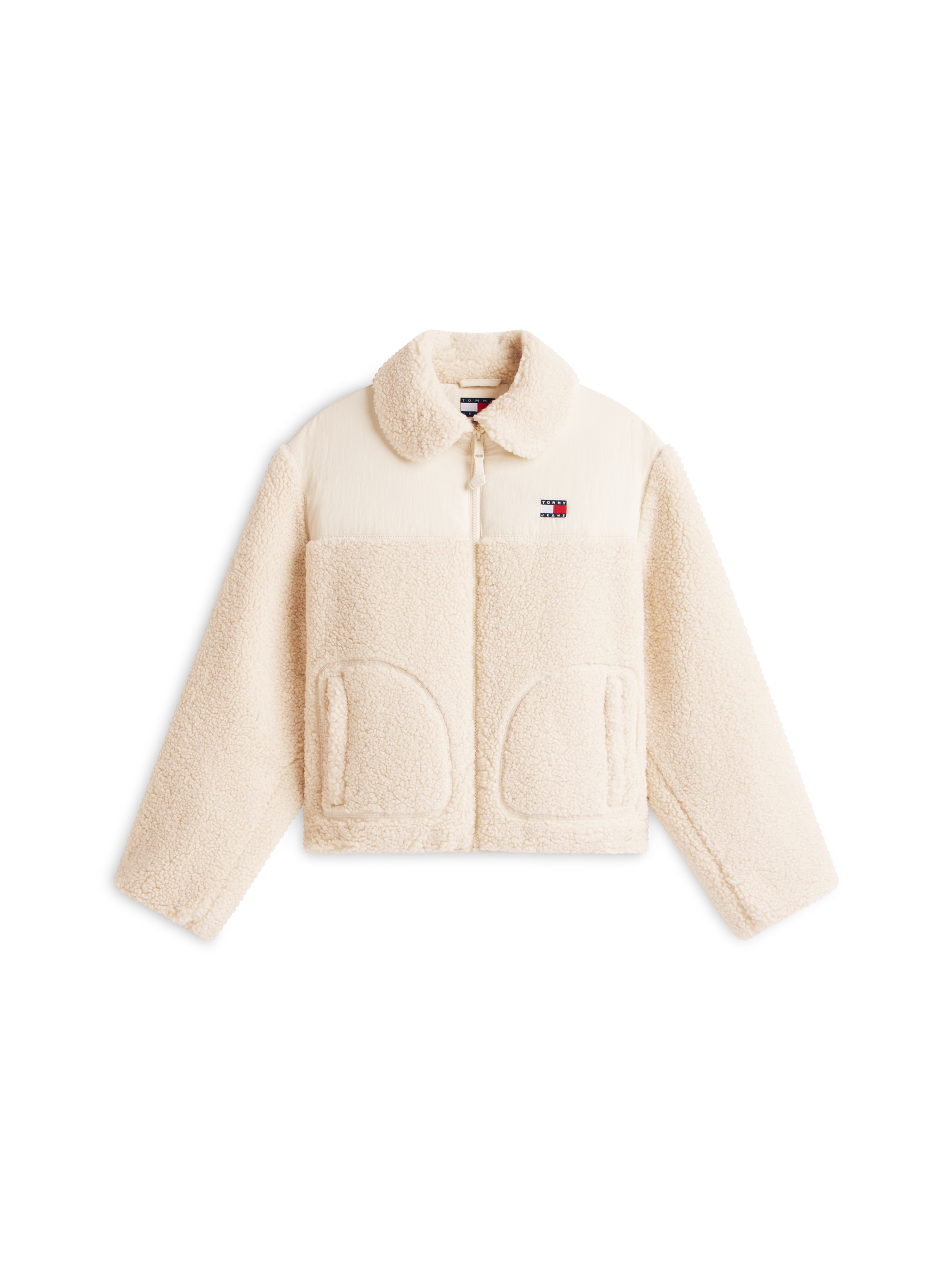 Tommy Jeans Plüschjacke »TJW TEDDY FABRIC MIX JACKET« ohne Kapuze