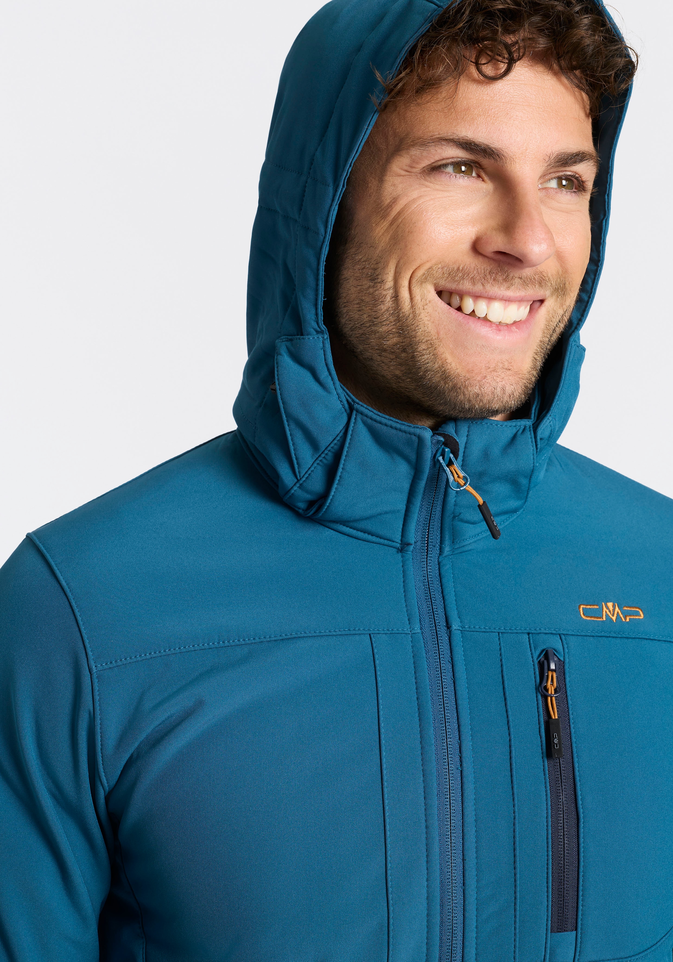 CMP Softshelljacke mit Kapuze Wasserabweisend & Winddicht & Atmungsaktiv, Übergangsjacke
