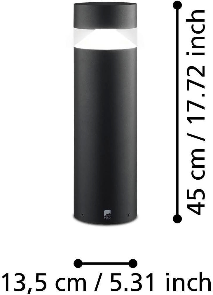 EGLO Sockelleuchte »Melzo Außen-Wegelampe, Außenleuchte, Aluguss und Kunststoff, IP44« LED-Modul 1 Stk. Warmweiß Stehleuchte - H45 x Ø13,5 cm - schwarz - 1X11W inkl.