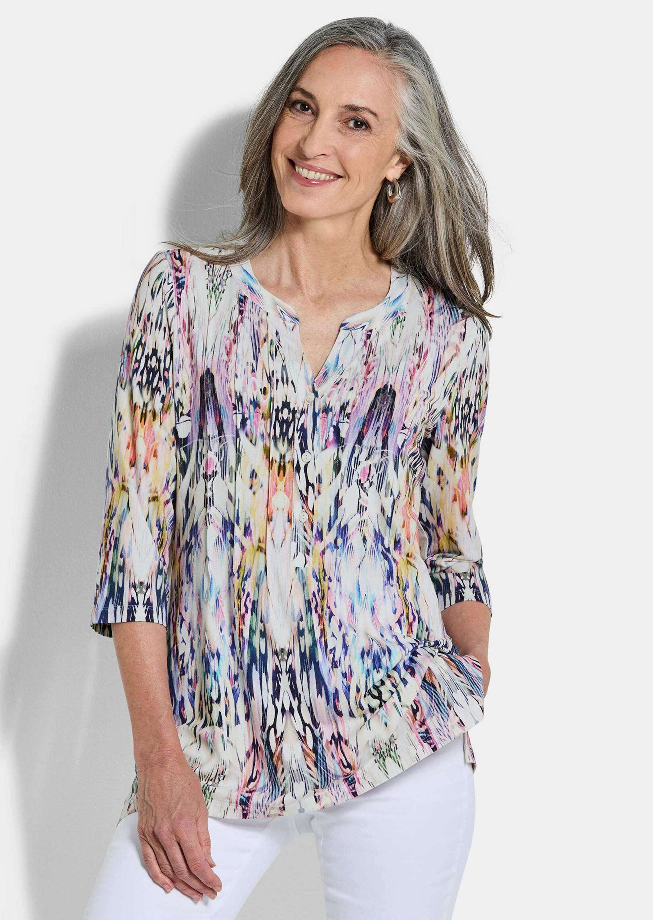 GOLDNER Tunika »Kurzgröße Sommertunika mit Biesen« stretchbequemer Viskosejersey