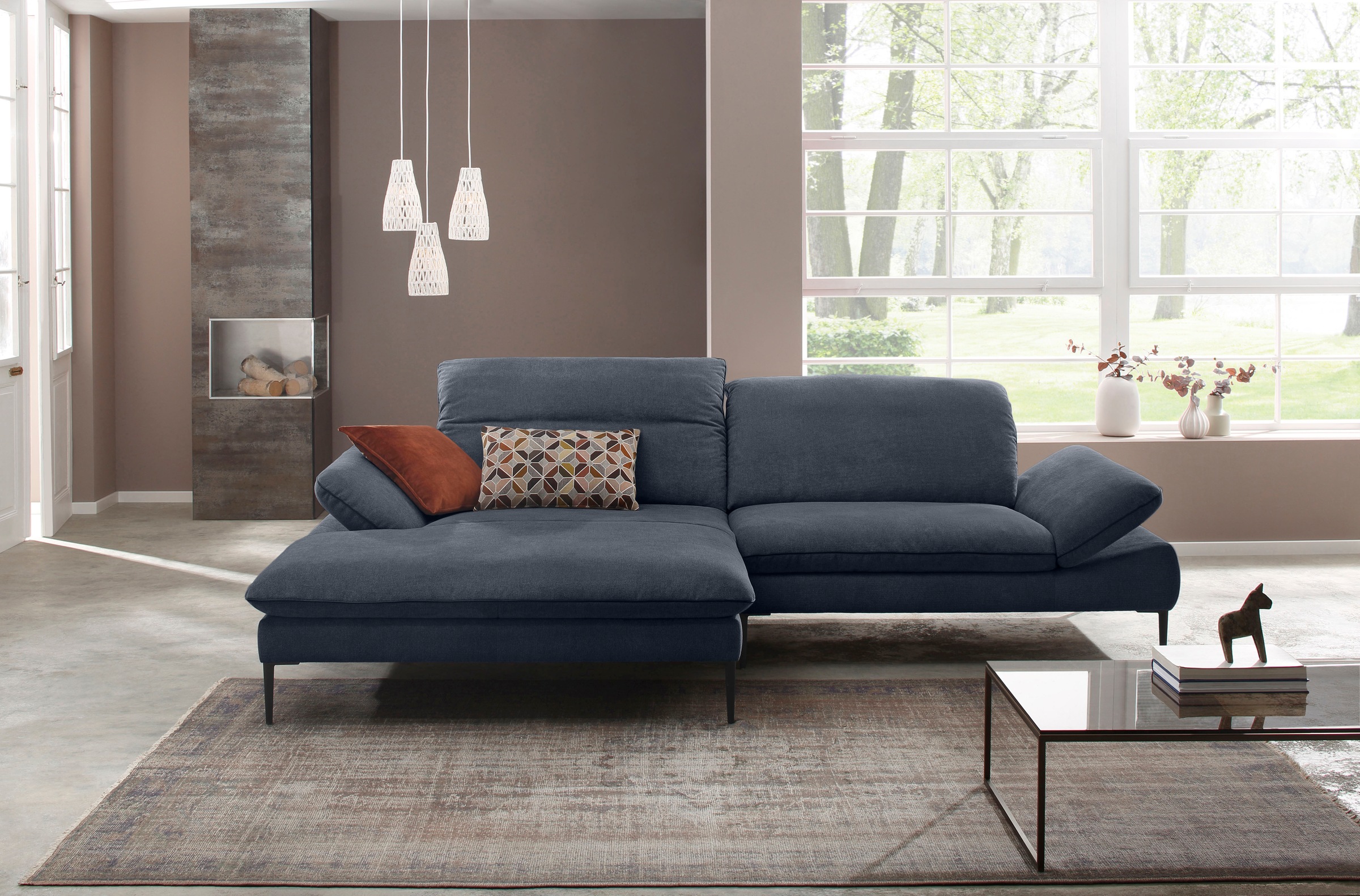 W.SCHILLIG Ecksofa »enjoy&MORE, Designsofa, elegant und bequem, L-Form«, Sitztiefenverstellung, Füße schwarz pulverbeschichtet, Breite 294 cm