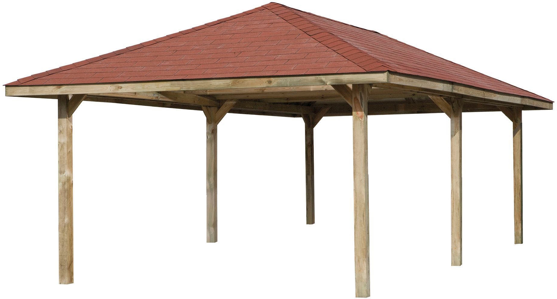 weka Pavillon »Gartenoase 651 B Gr.3, inkl roten Dachschindeln«, 19 mm Massivholzdach