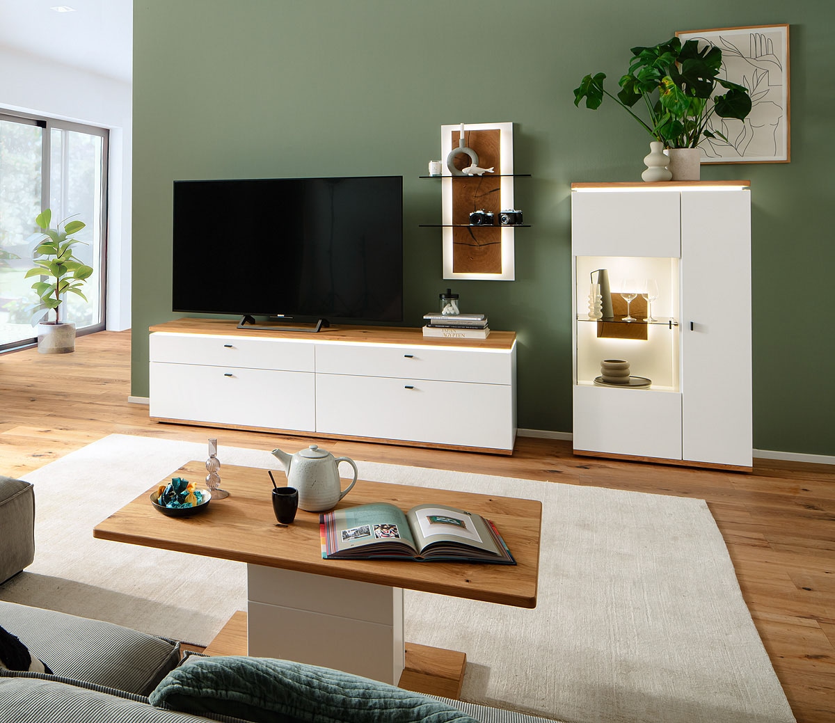 MCA furniture Lowboard »Matadi Lowboard«, (1 St.), Lowboard,TV-Schrank,Weiß,Holzabsetzung,Schubkästen,B: 210cm