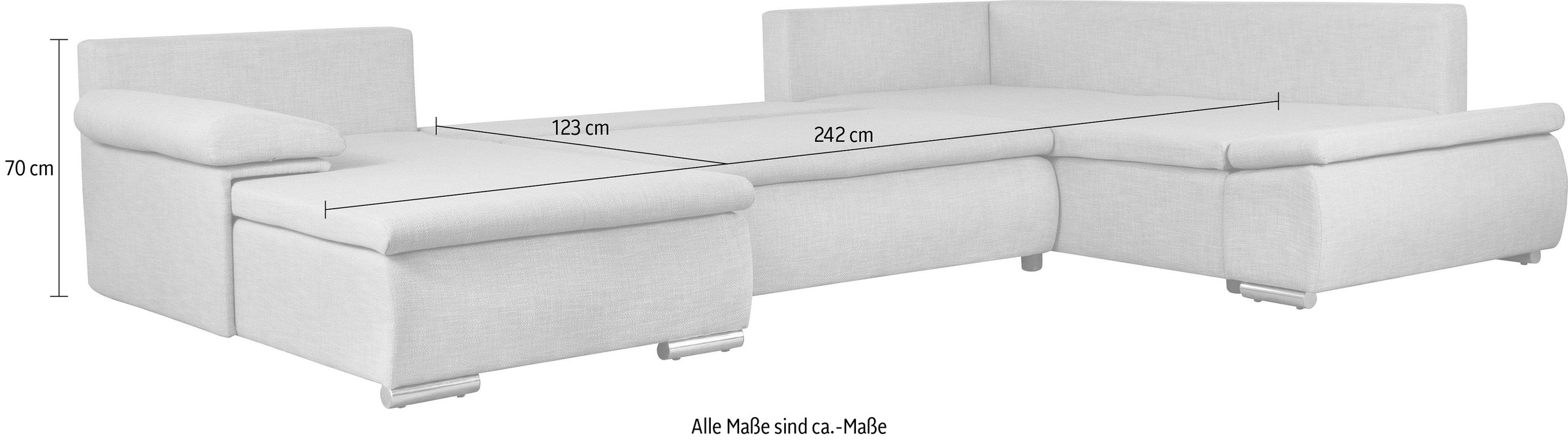 Home affaire Wohnlandschaft »Acra U-Form«, mit Bettfunktion und Bettkasten, in Mattenoptik
