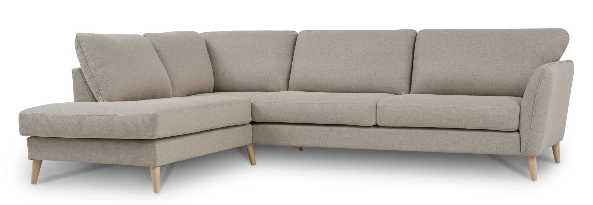 Home affaire Ecksofa »MARSEILLE 278/202 cm, L-Form, Ottom. rechts/links, verschiedene Bezüge«, Massivholzbeine Eiche, Landhausstil, Wellenunterfederung